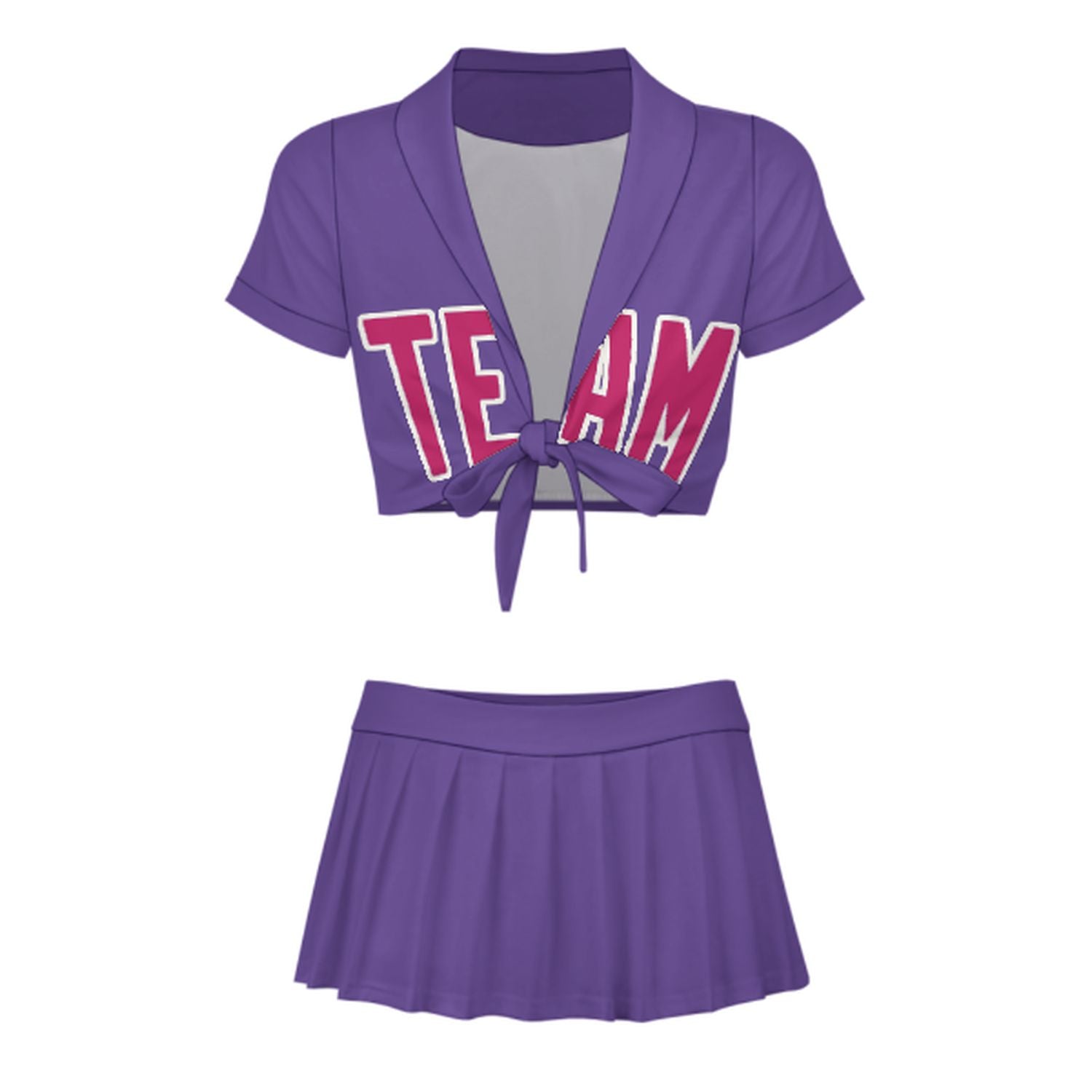 Maßgeschneidertes Lavendel Rosarot Cheerleader Outfit Set