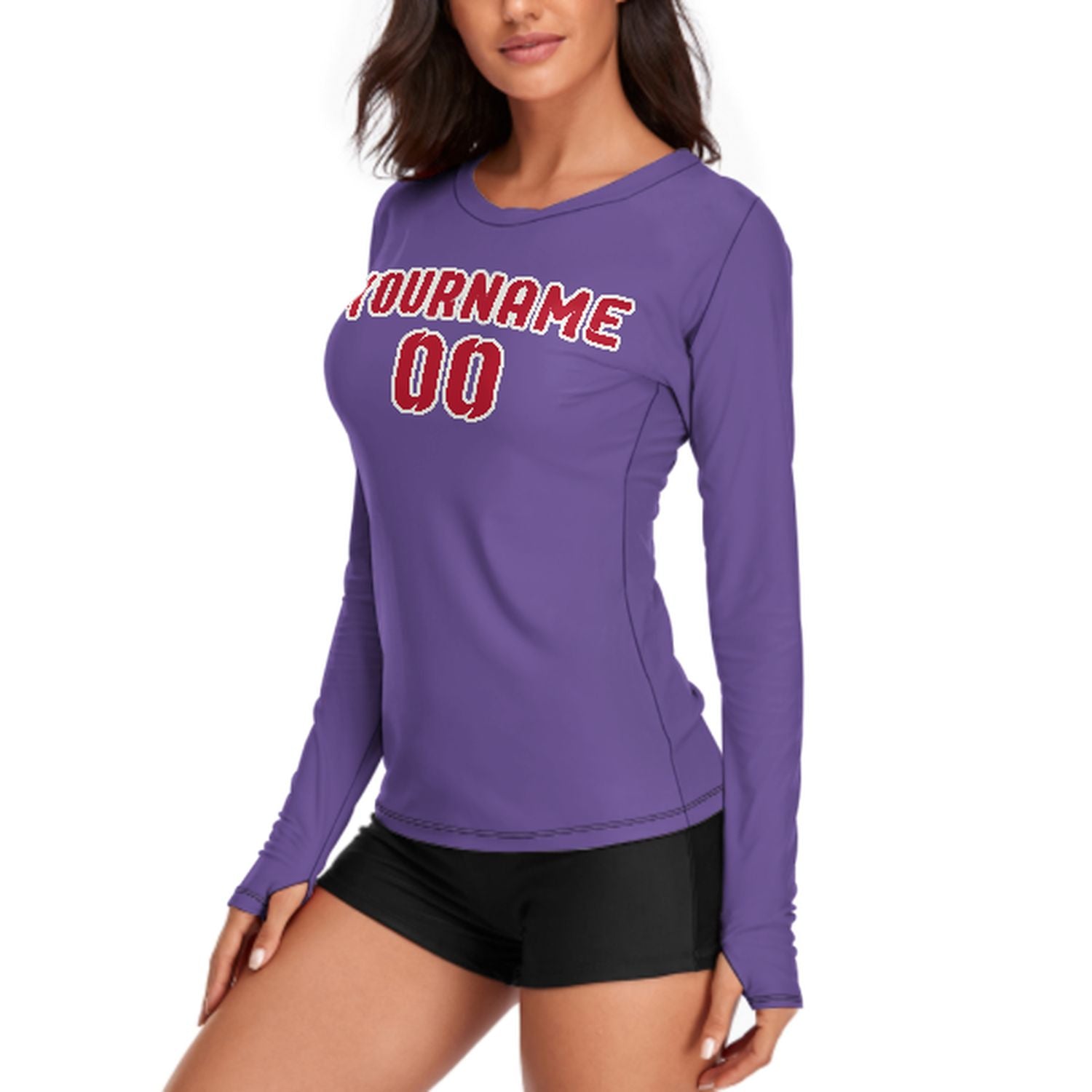 Camicia a maniche lunghe da donna color rosso lavanda su misura