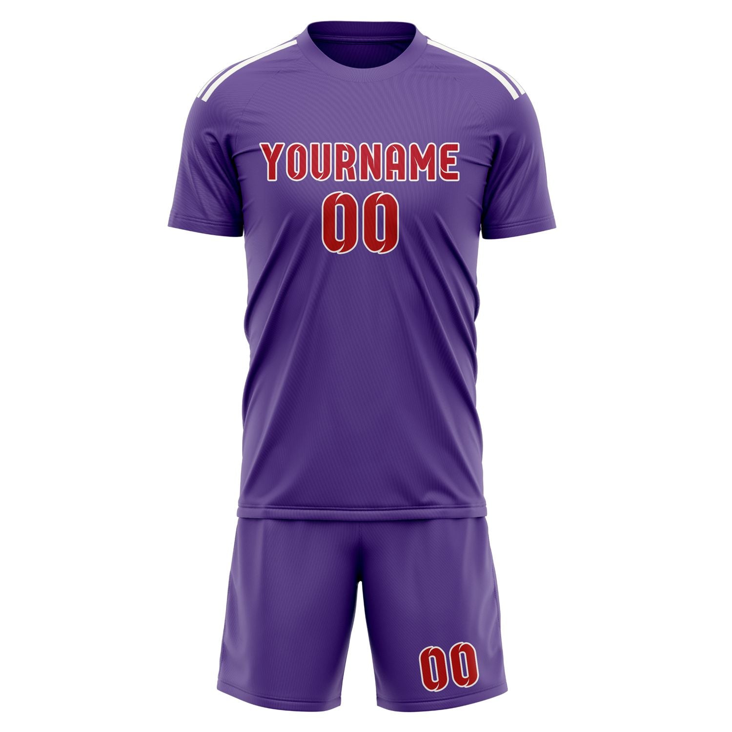 Maßgeschneidertes Professionelles Lavendel Rot Fußballtrikot-Set