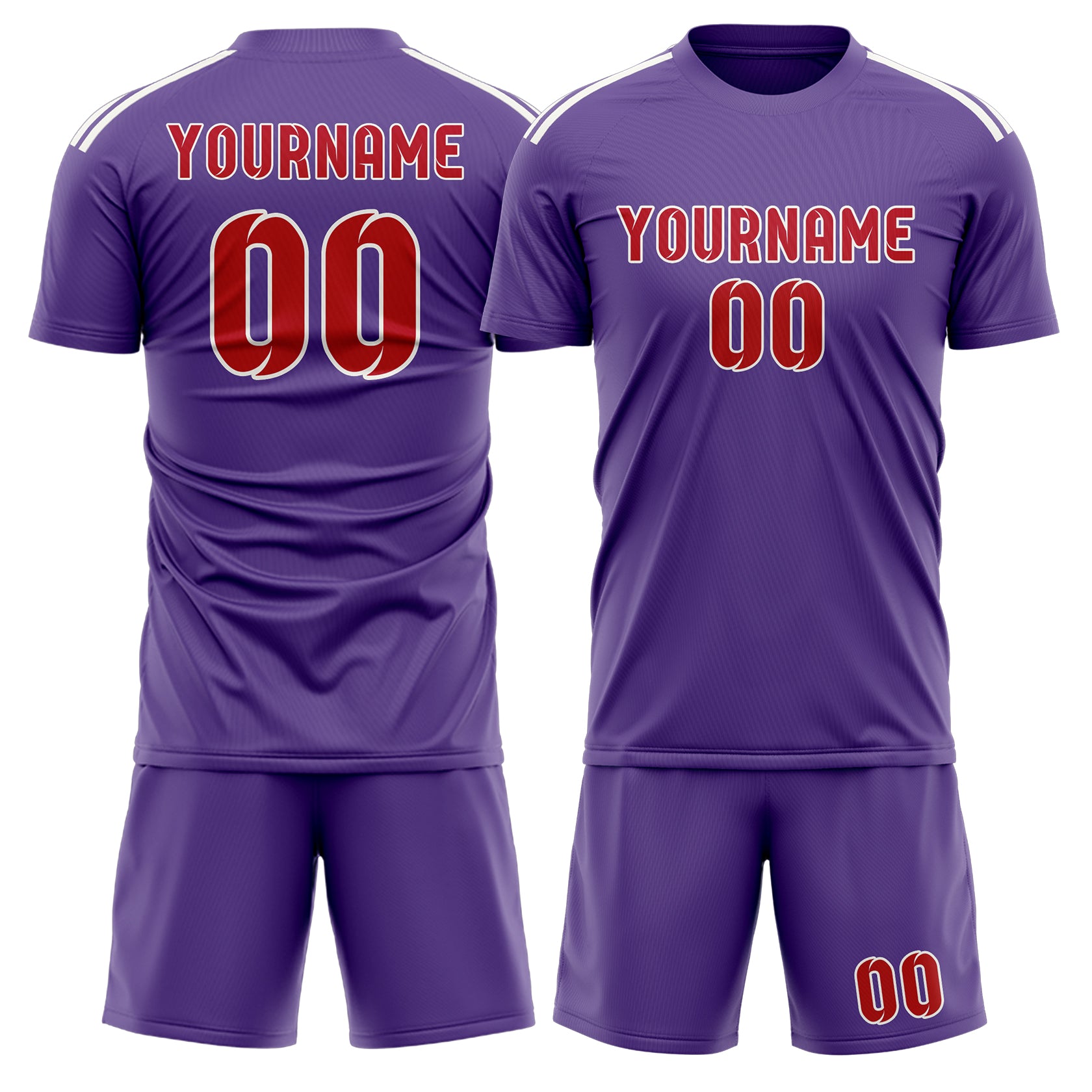 Maßgeschneidertes Professionelles Lavendel Rot Fußballtrikot-Set