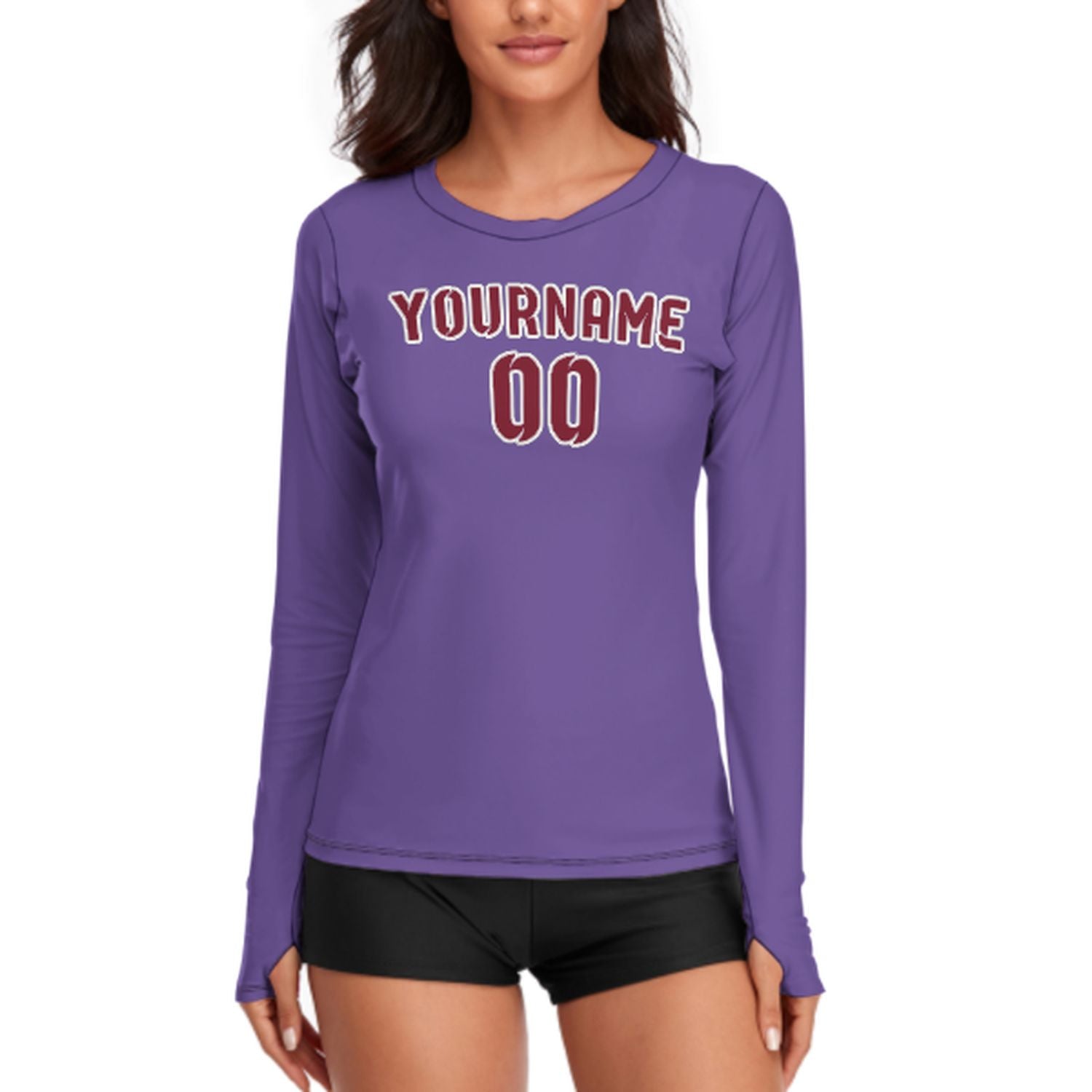 Camicia da donna a maniche lunghe color lavanda e cremisi su misura