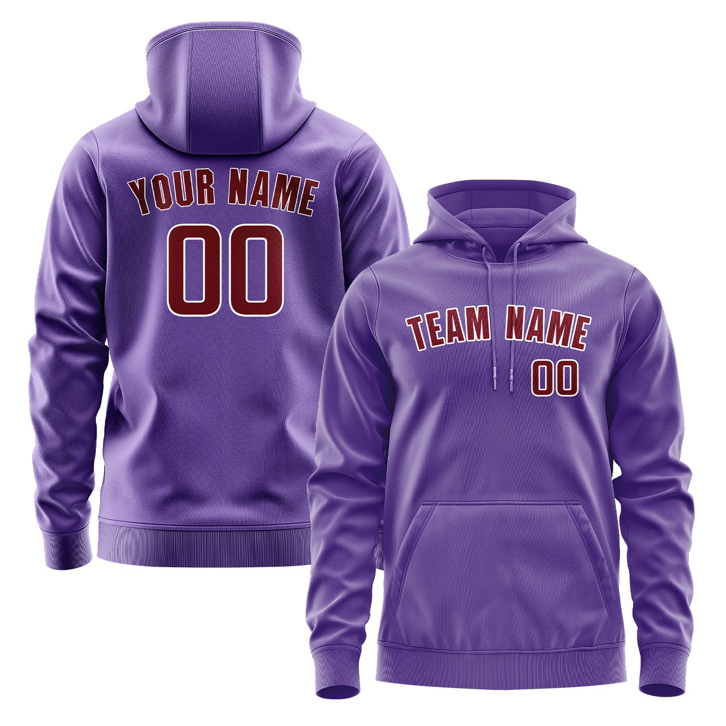 Maßgeschneidertes Lavendel Karmesinrot Hoodie