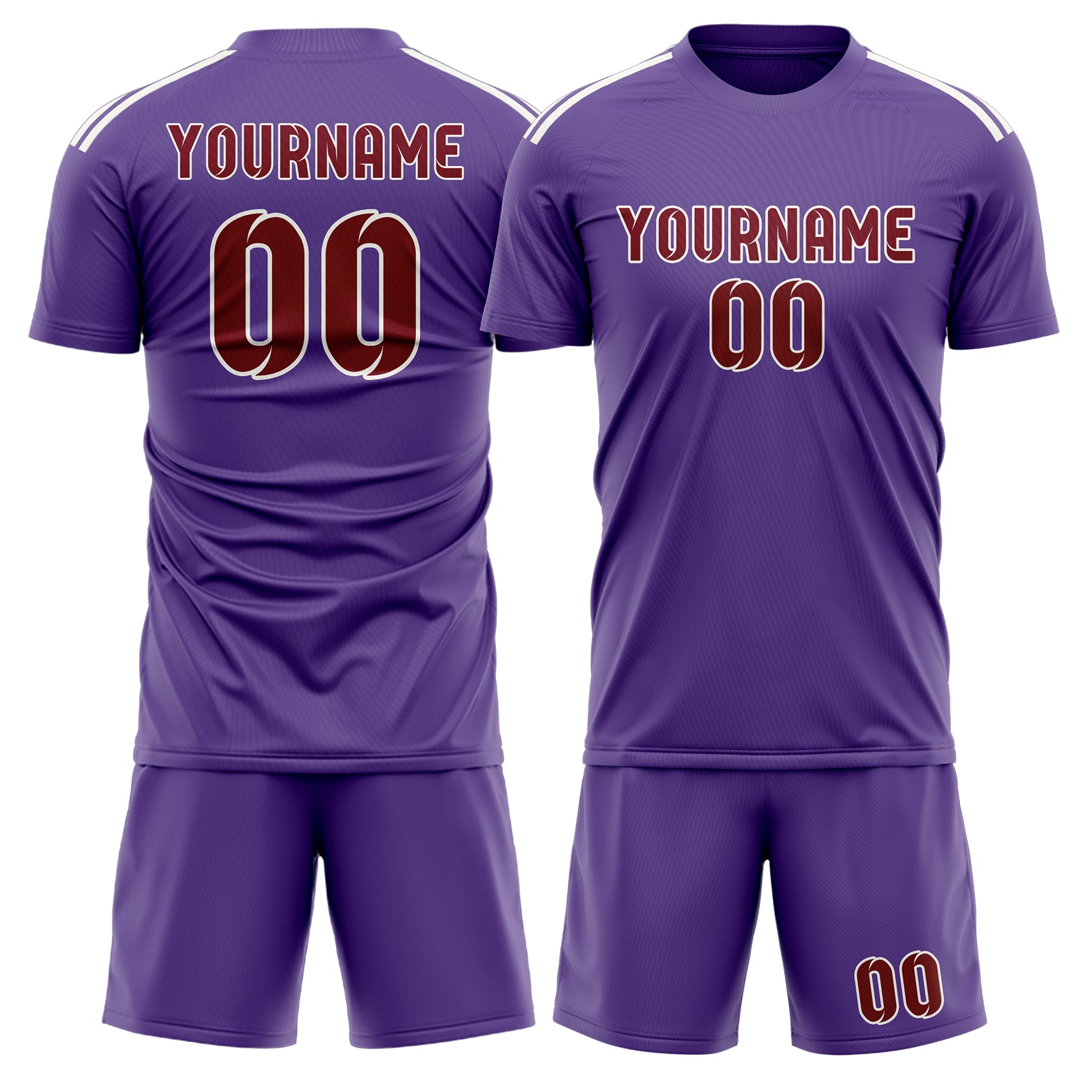 Maßgeschneidertes Professionelles Lavendel Karmesinrot Fußballtrikot-Set