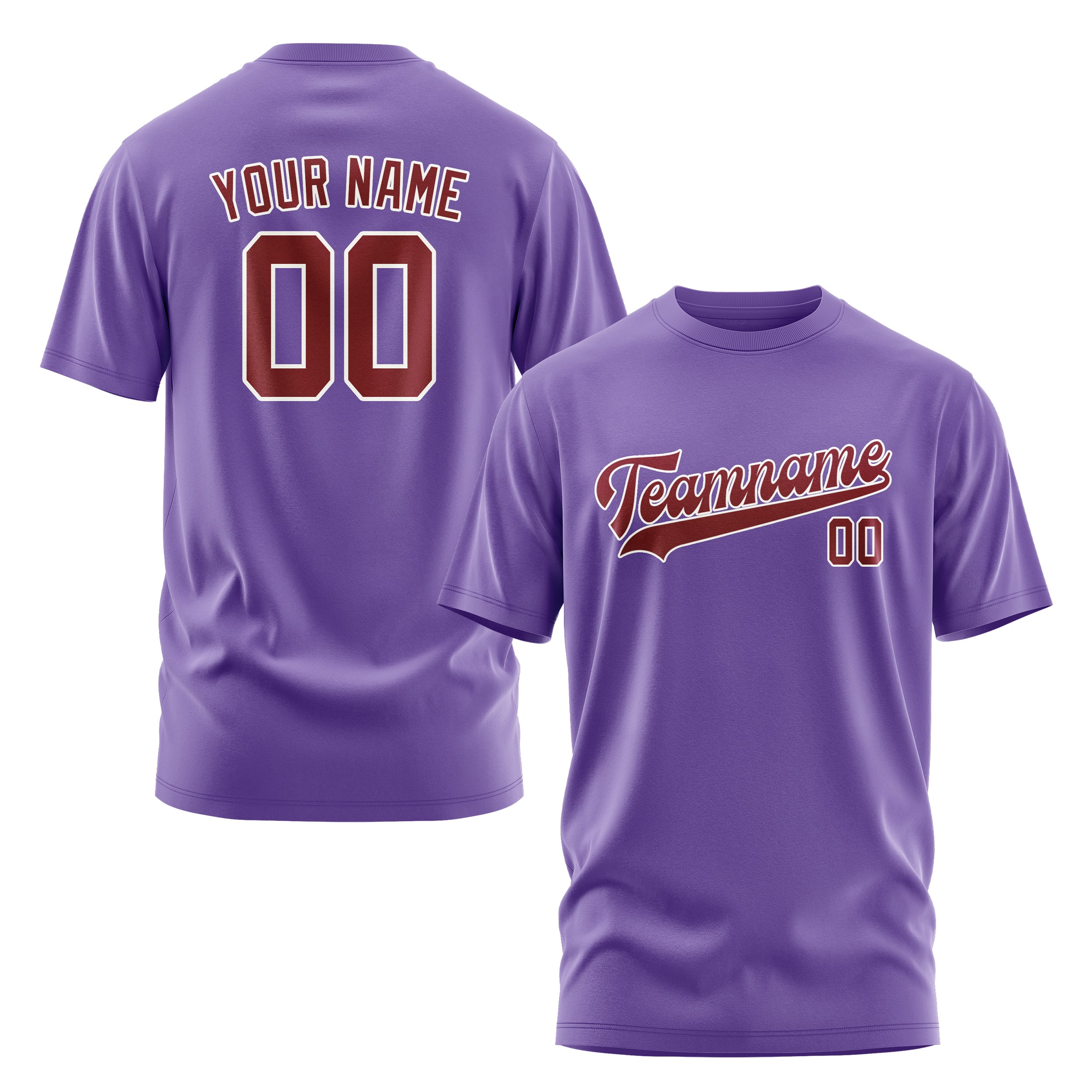 Maßgeschneidertes Lavendel Karmesinrot T-Shirt