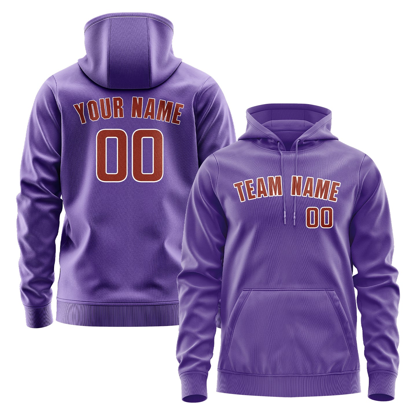 Maßgeschneidertes Lavendel Korallenrot Hoodie