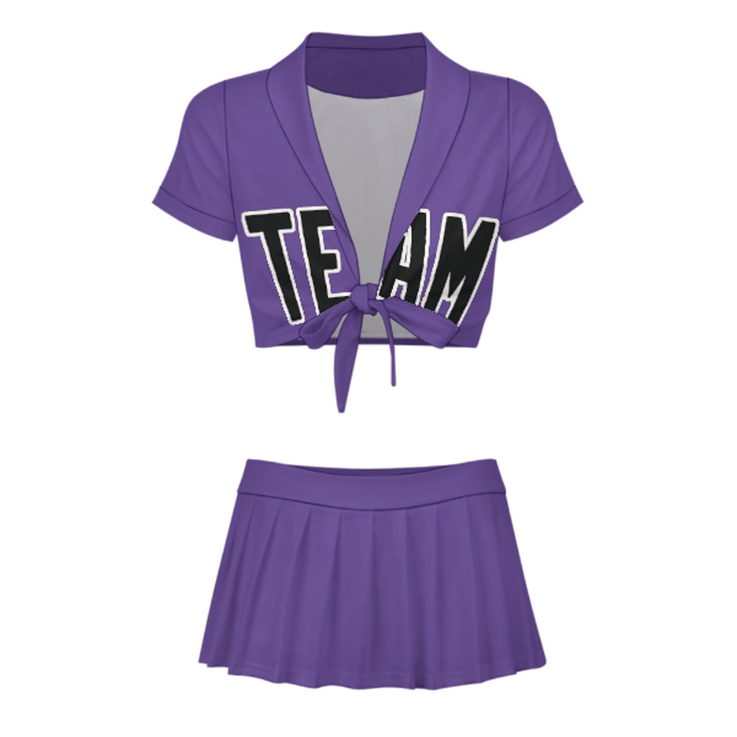 Maßgeschneidertes Lavendel Schwarz Cheerleader Outfit Set