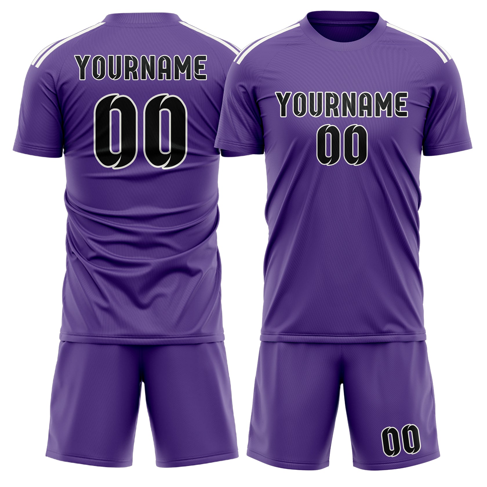 Maßgeschneidertes Professionelles Lavendel Schwarz Fußballtrikot-Set