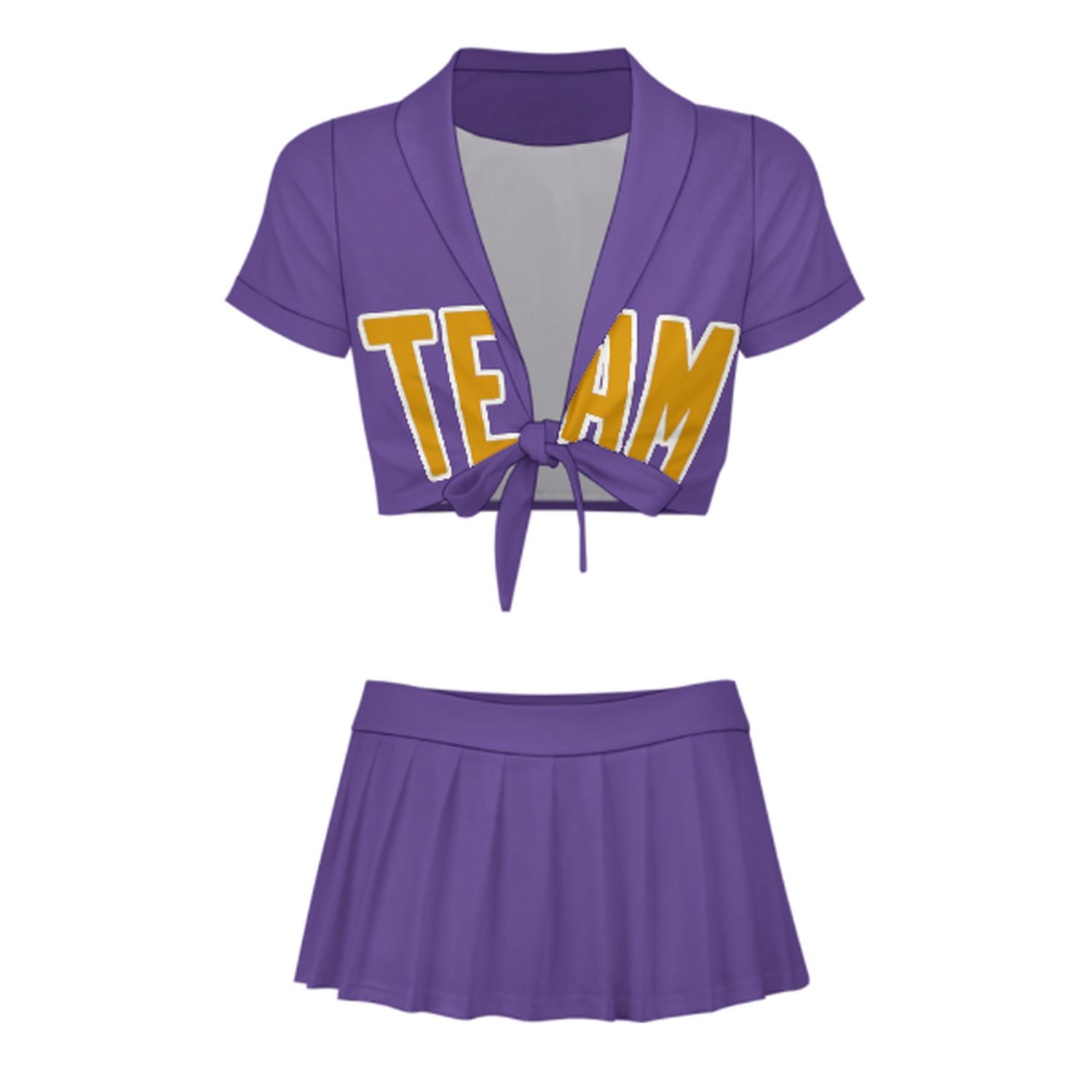 Maßgeschneidertes Lavendel Gelb Cheerleader Outfit Set