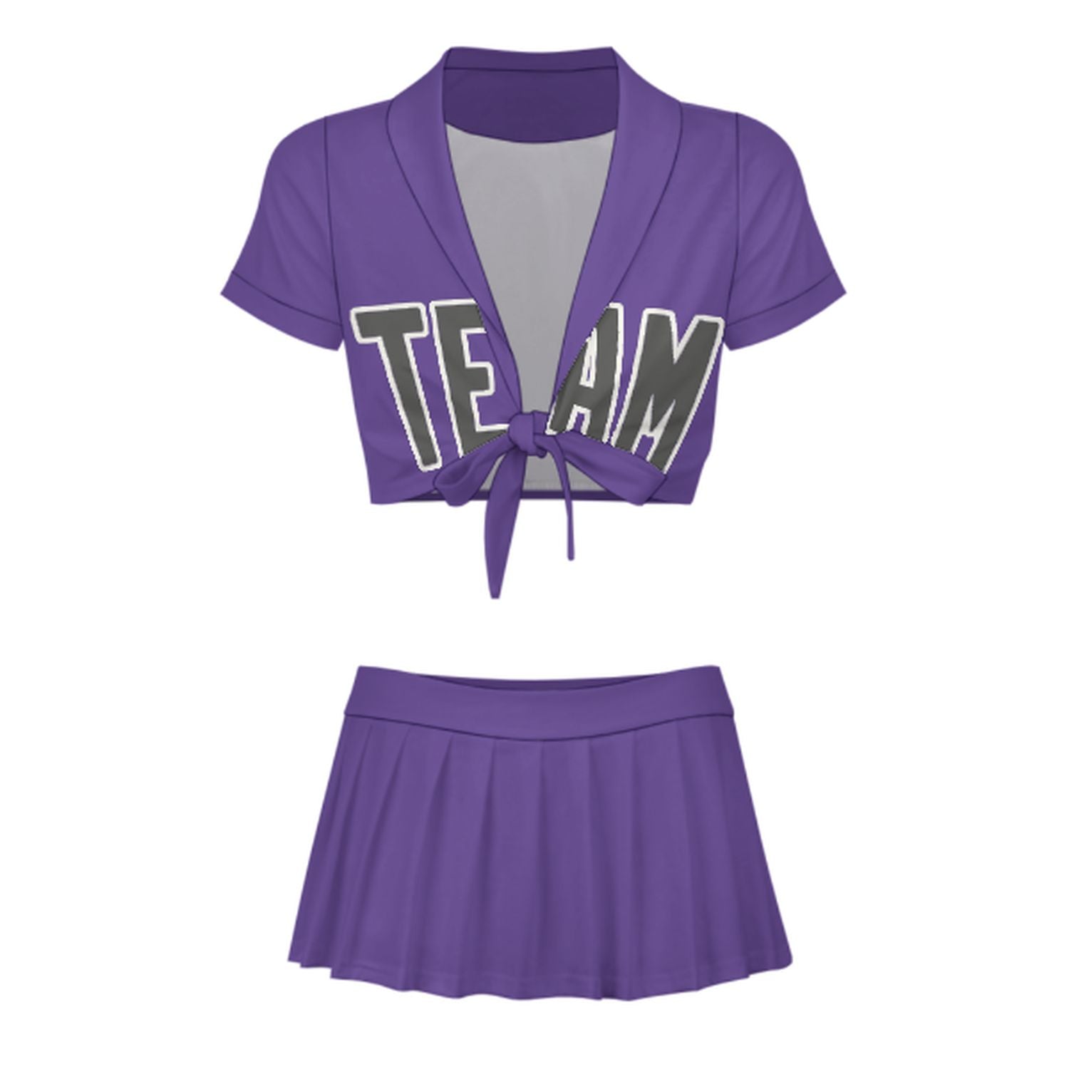 Maßgeschneidertes Lavendel Dunkelgrau Cheerleader Outfit Set