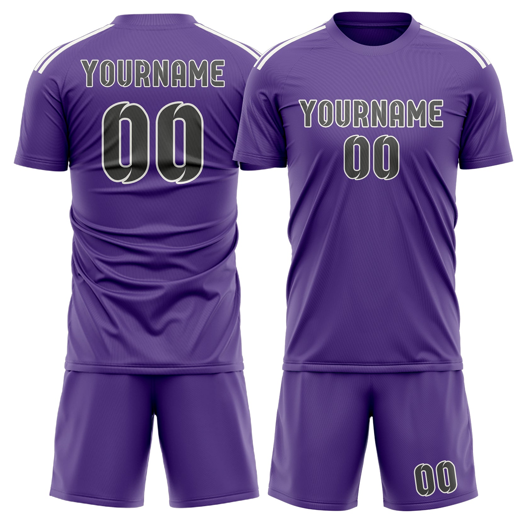 Maßgeschneidertes Professionelles Lavendel Dunkelgrau Fußballtrikot-Set