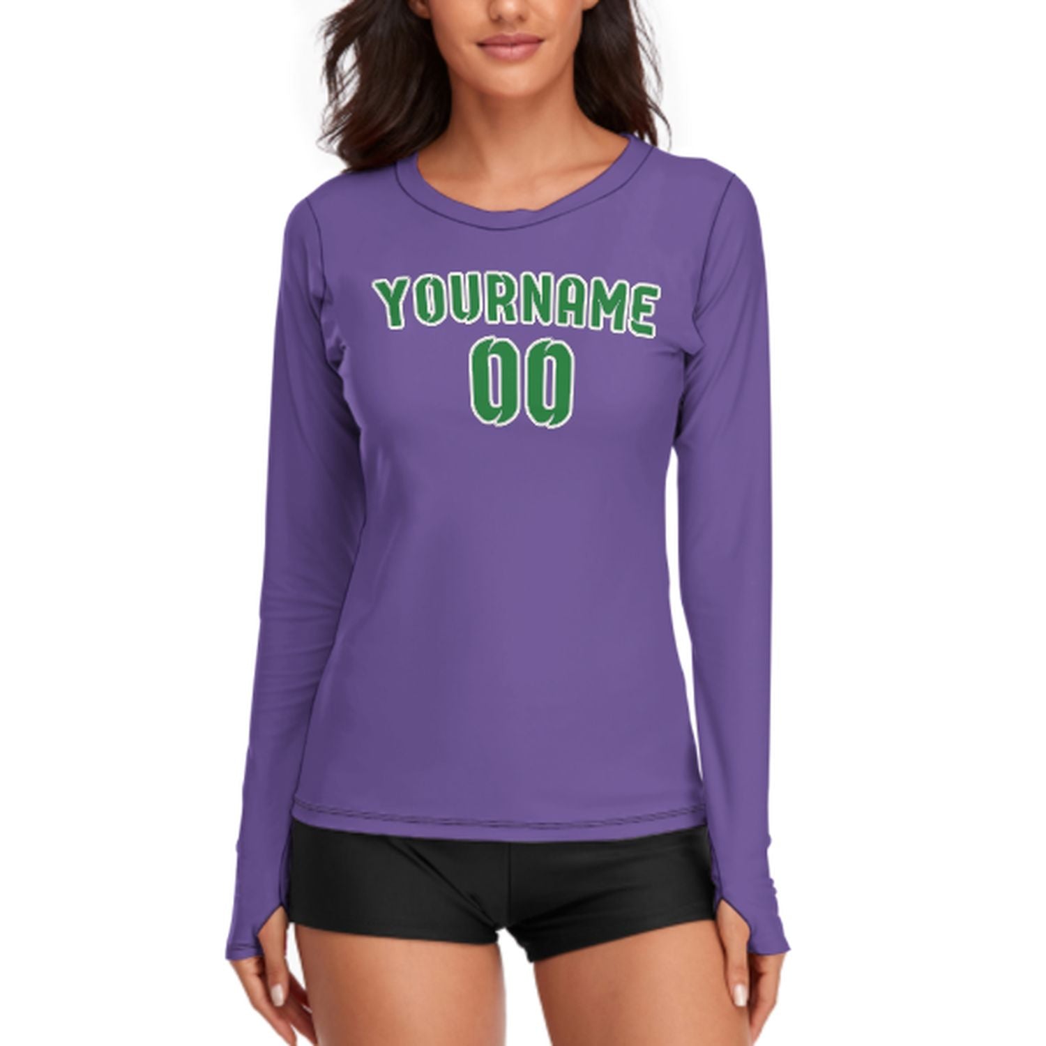Camicia da donna a maniche lunghe color verde smeraldo e lavanda su misura
