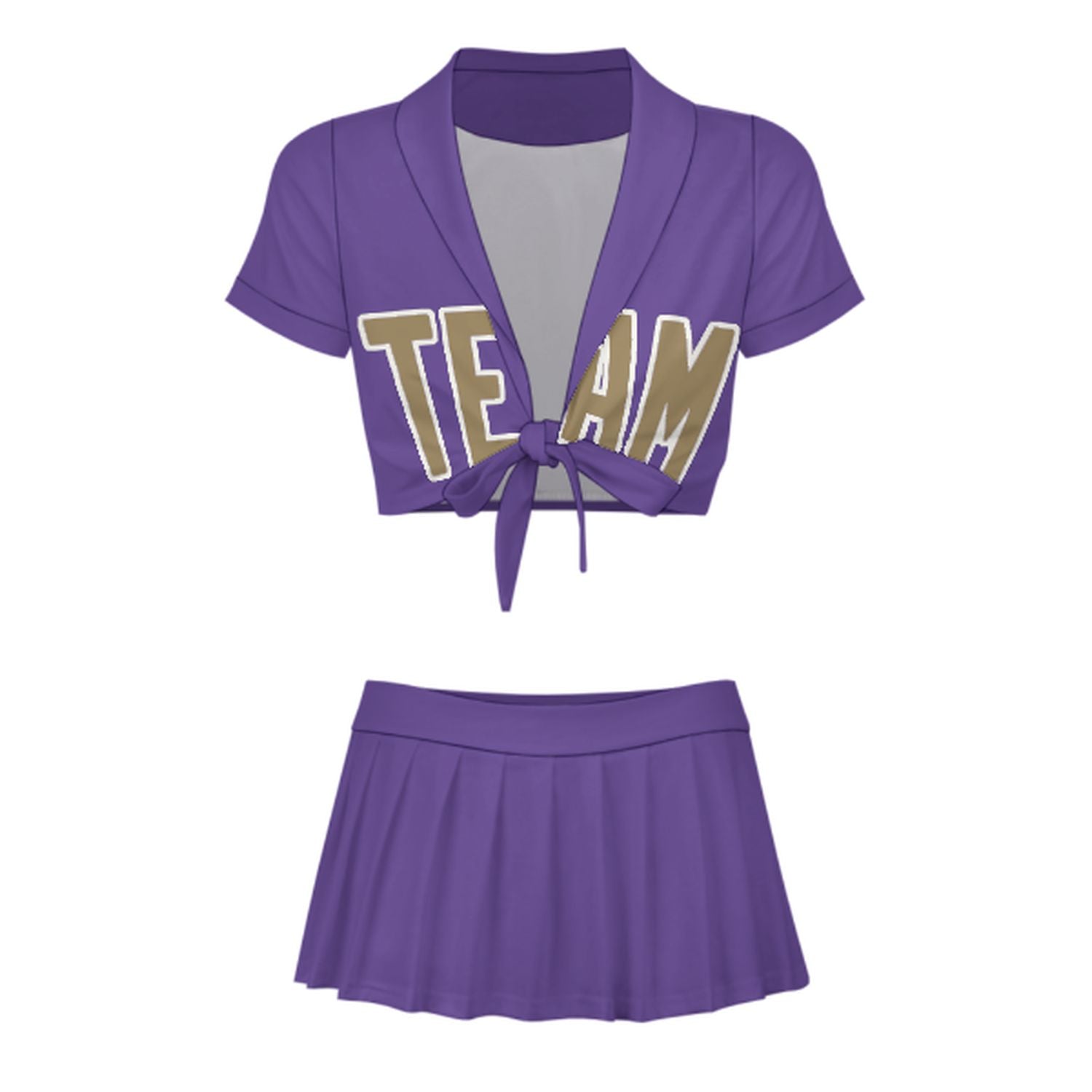 Maßgeschneidertes Lavendel Hellkhaki Cheerleader Outfit Set