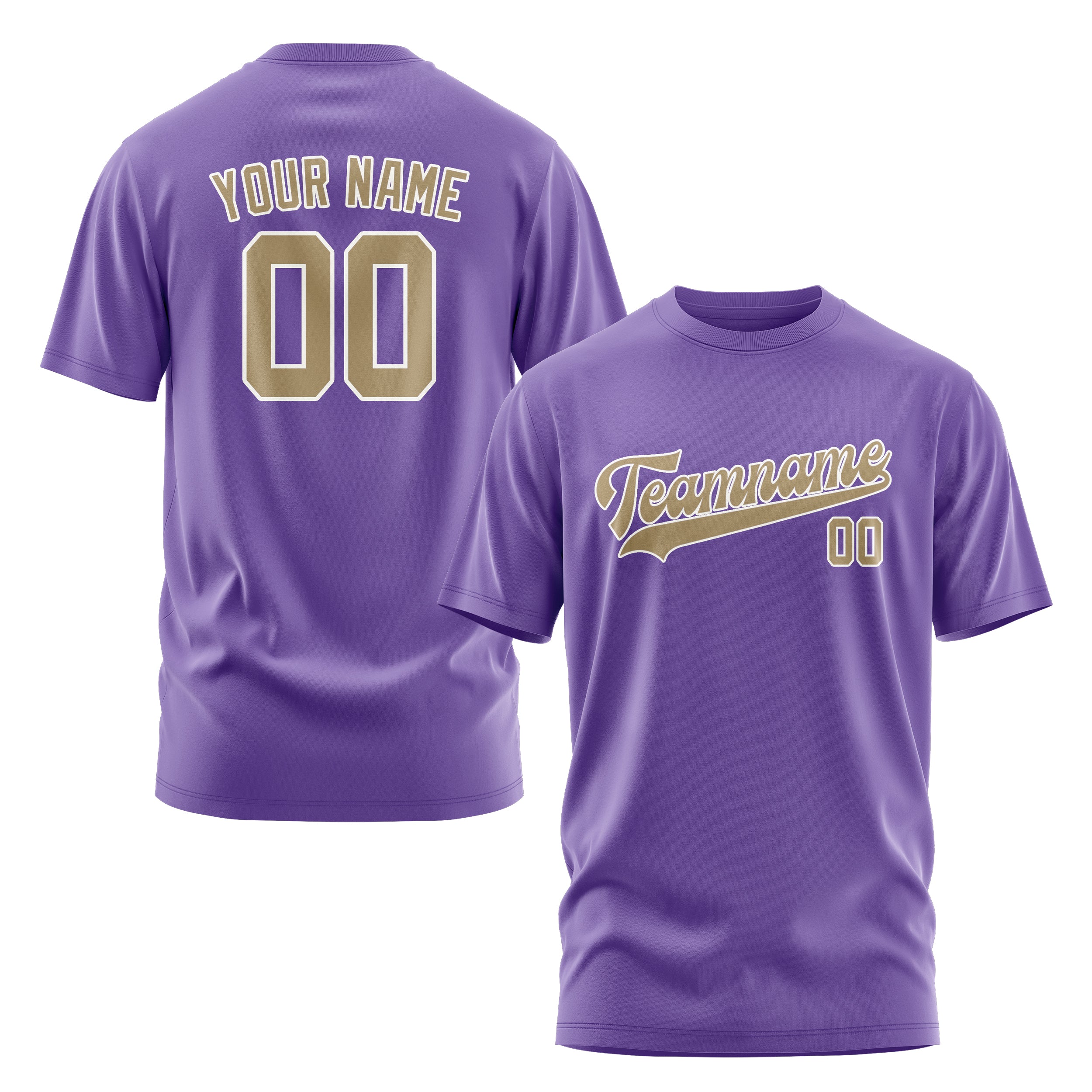 Maßgeschneidertes Lavendel Hellkhaki T-Shirt