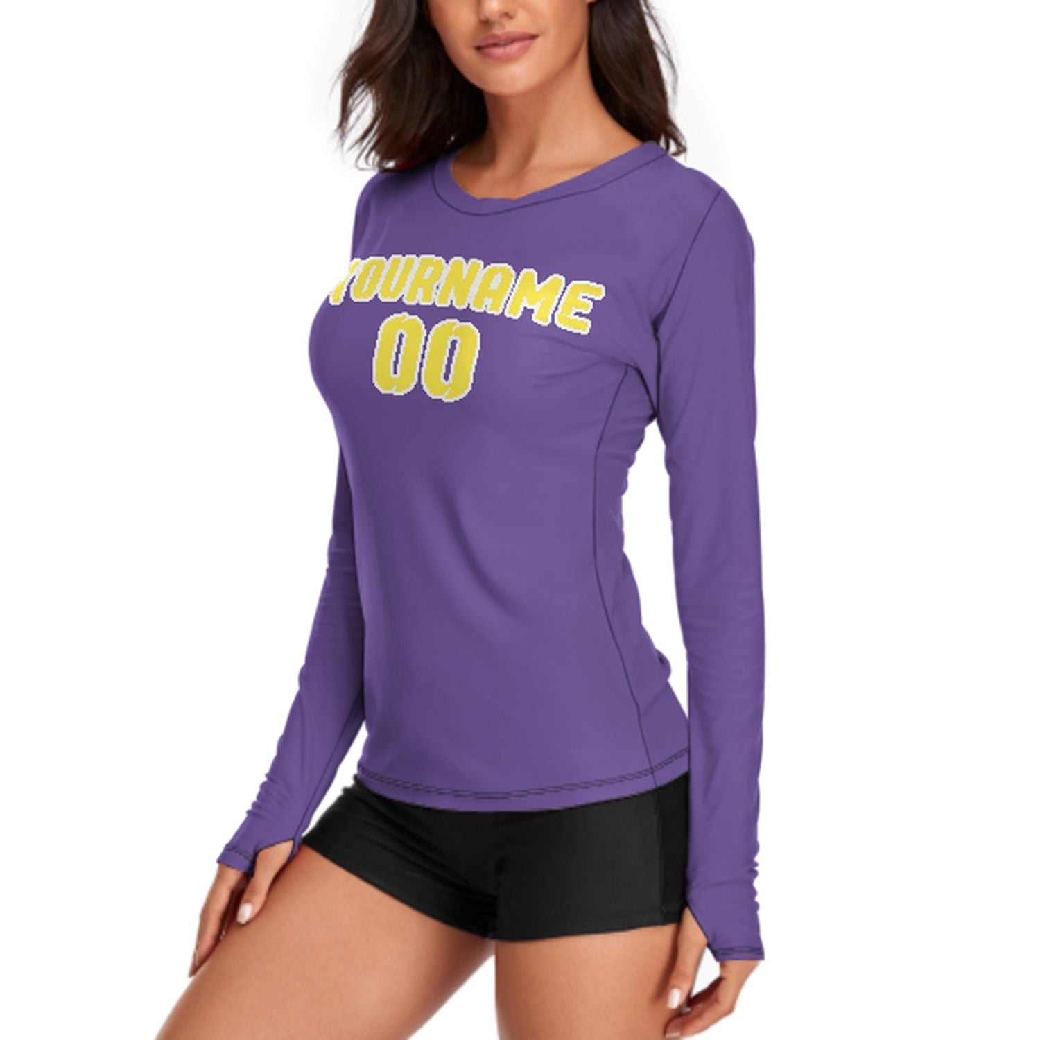Camicia da donna a maniche lunghe color lavanda pallido su misura