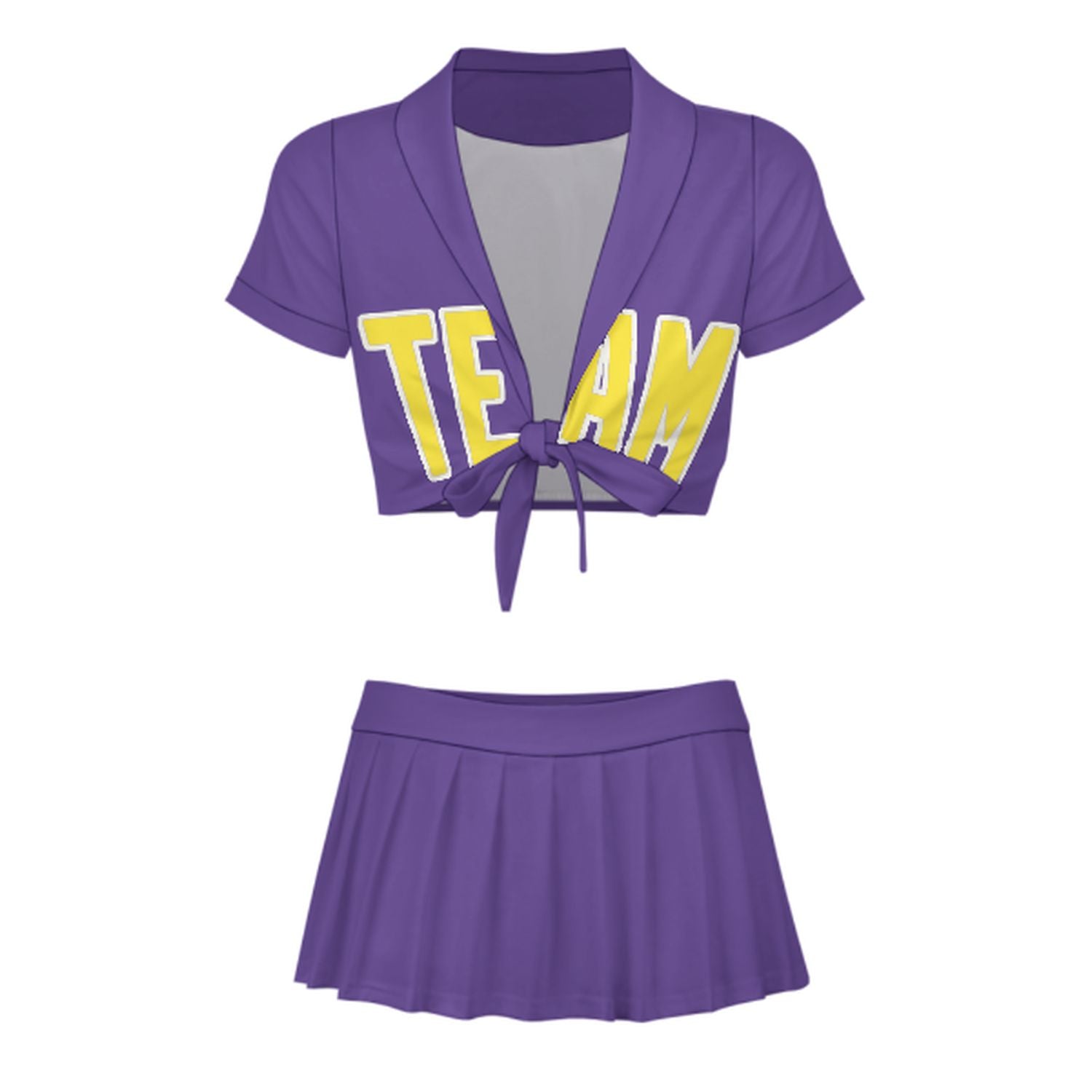 Maßgeschneidertes Lavendel Blassgelb Cheerleader Outfit Set