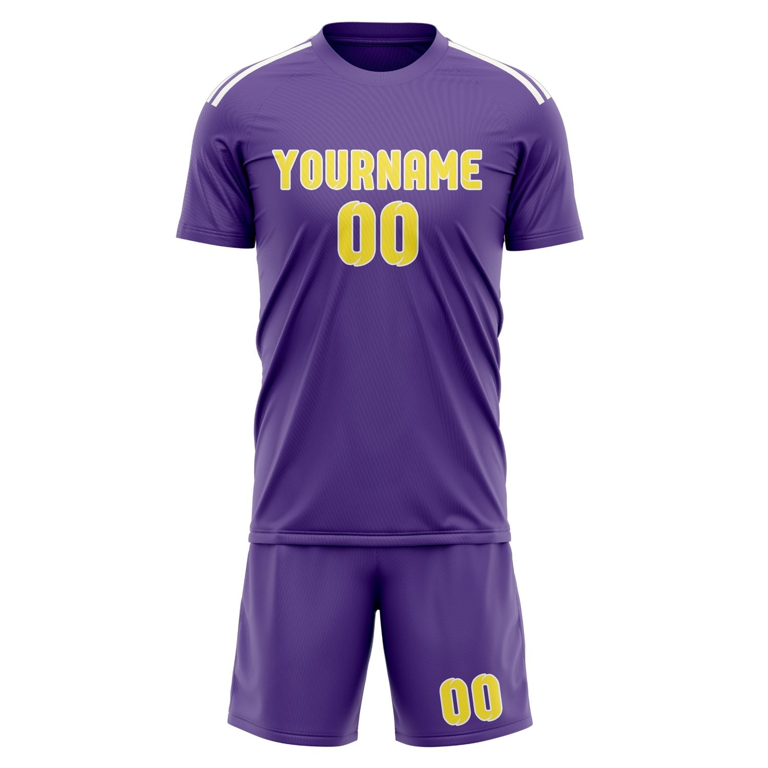Maßgeschneidertes Professionelles Lavendel Blassgelb Fußballtrikot-Set