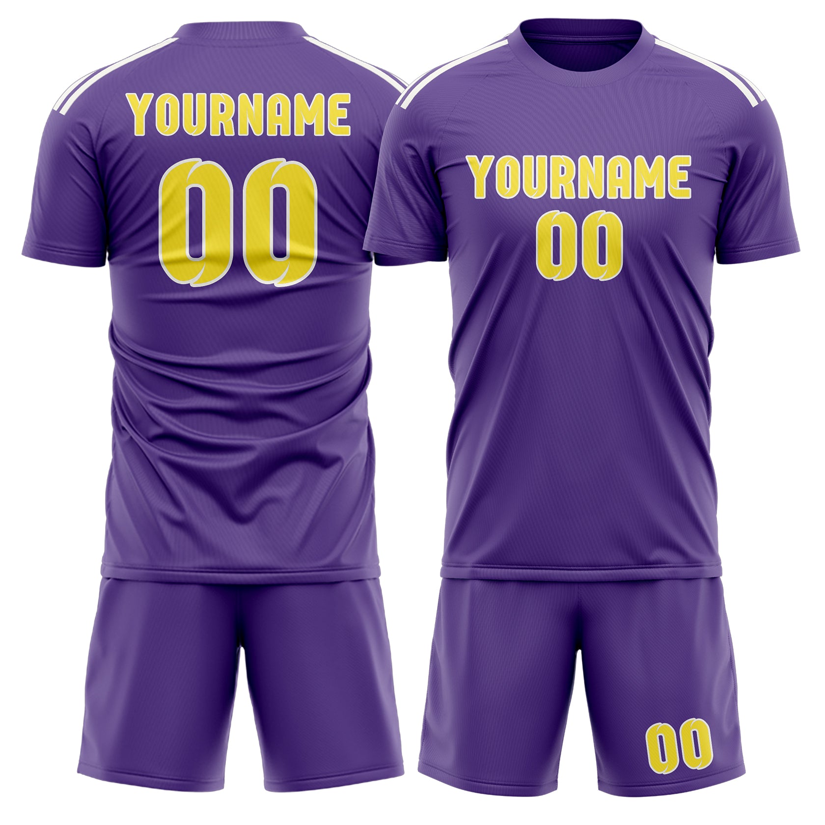 Maßgeschneidertes Professionelles Lavendel Blassgelb Fußballtrikot-Set