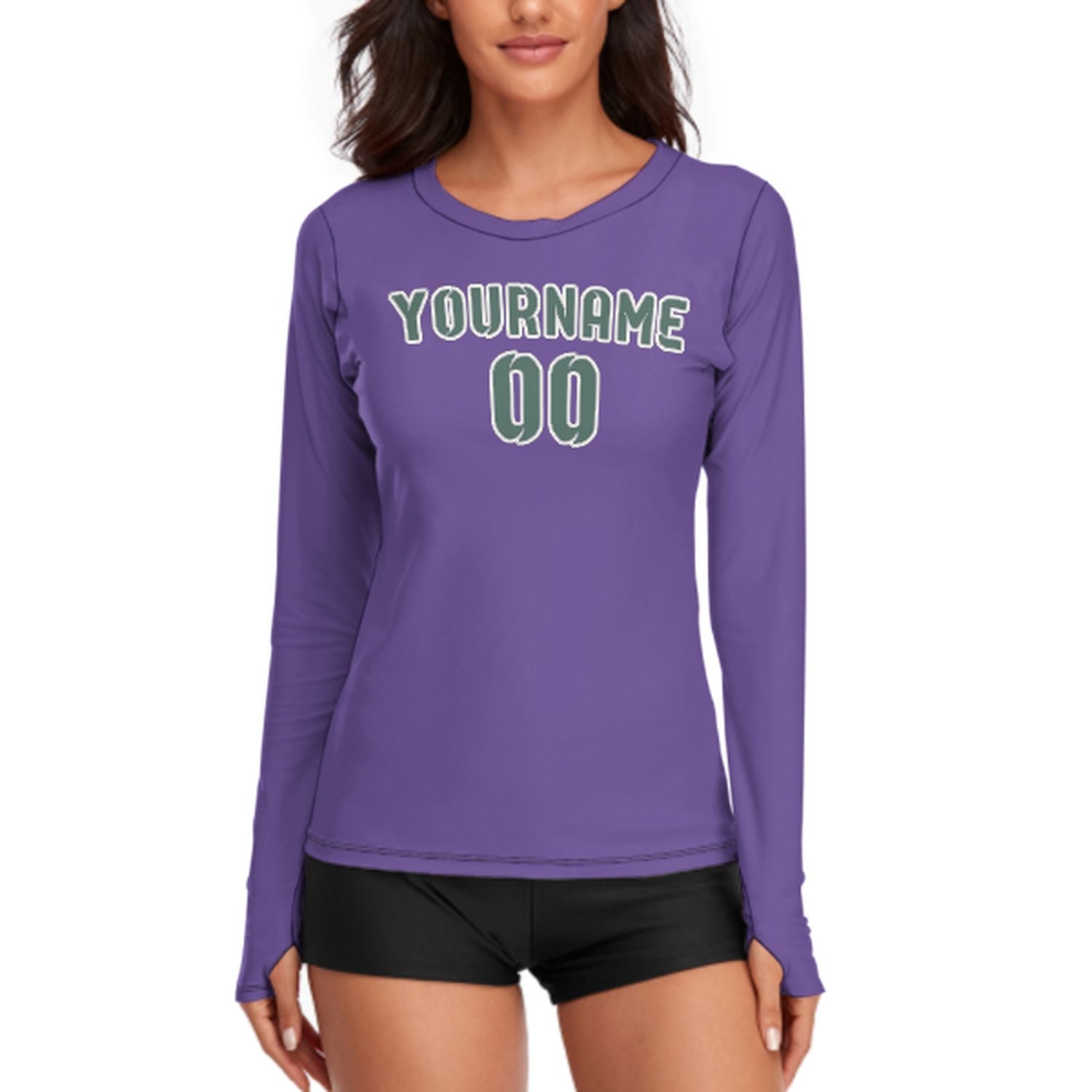 Camicia da donna a maniche lunghe color lavanda e verde acqua su misura