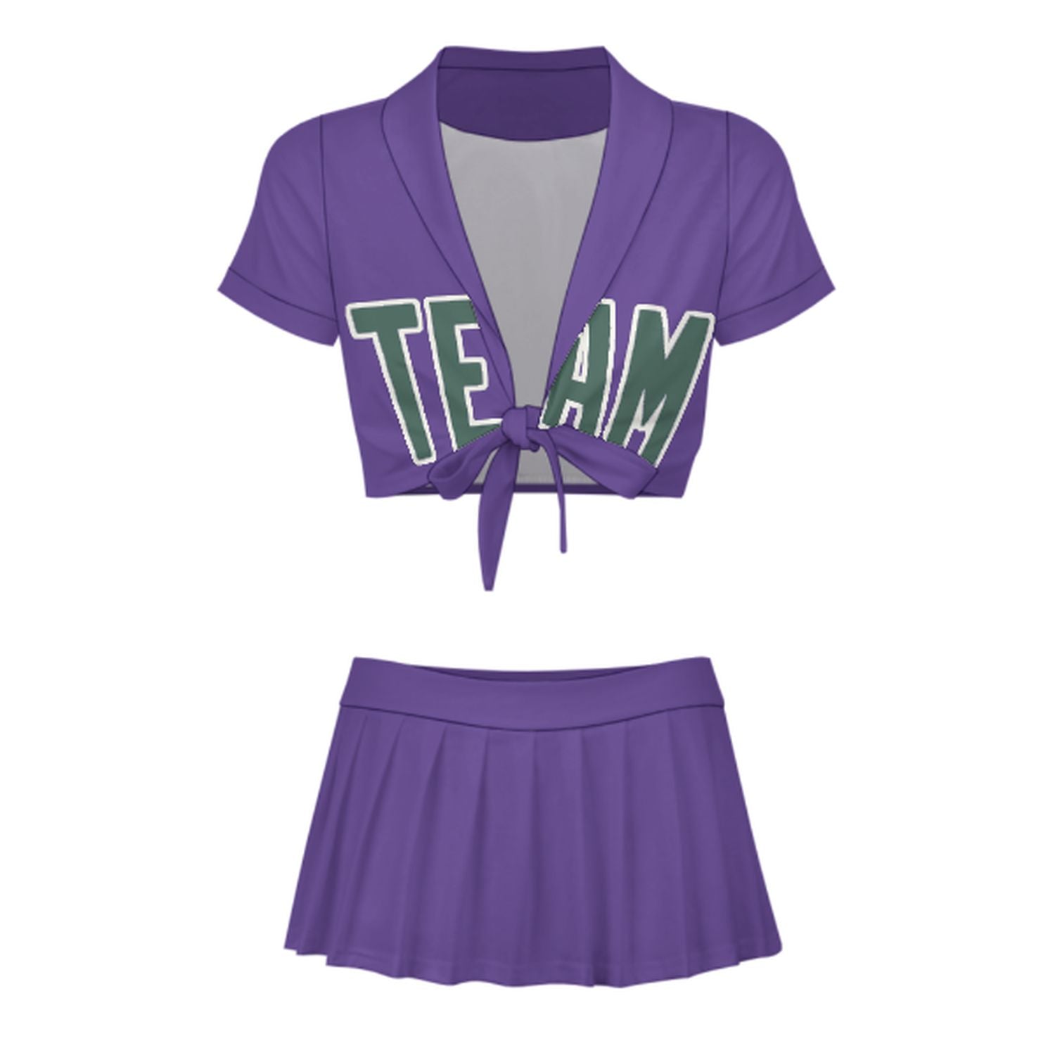 Maßgeschneidertes Lavendel Blaugrün Cheerleader Outfit Set