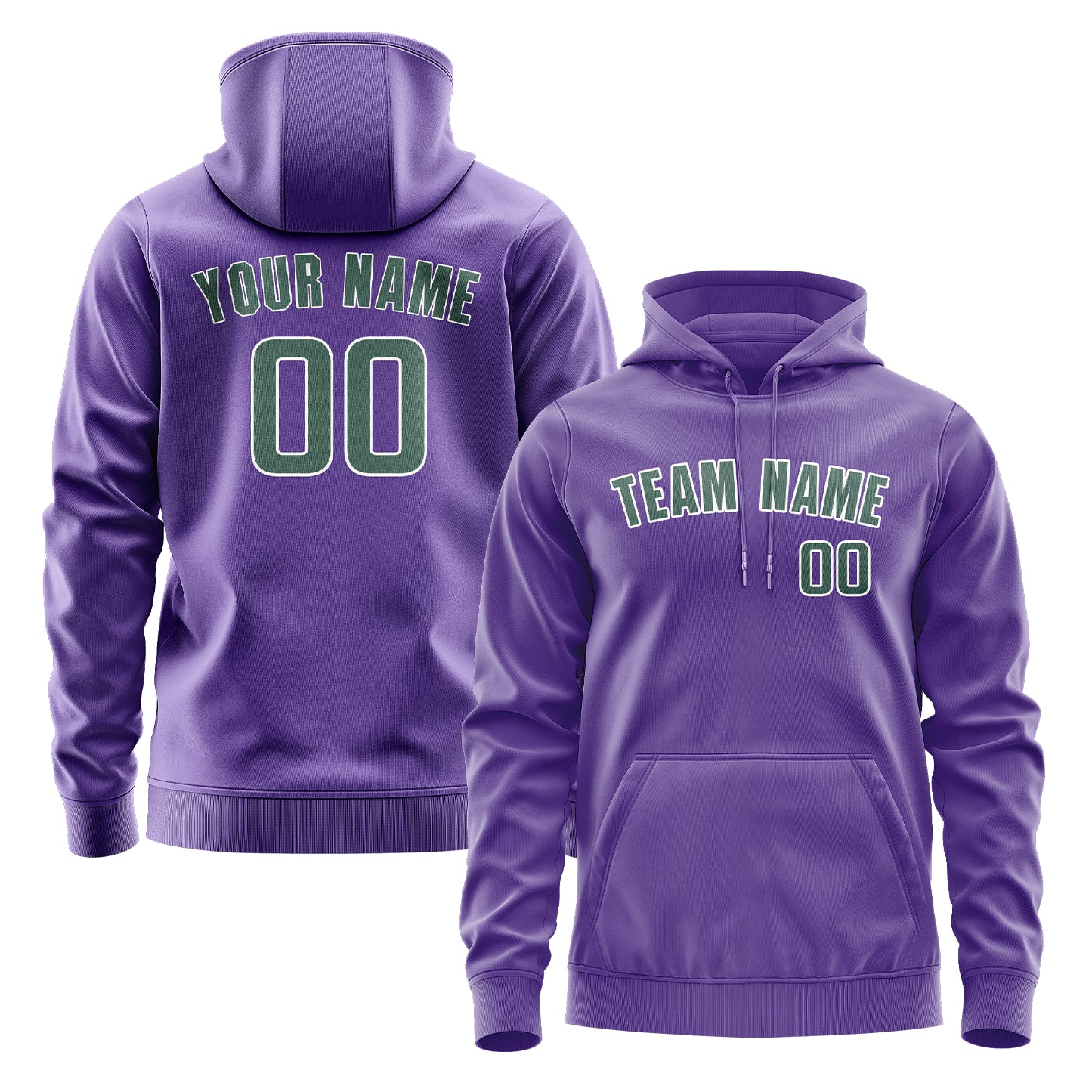 Maßgeschneidertes Lavendel Blaugrün Hoodie