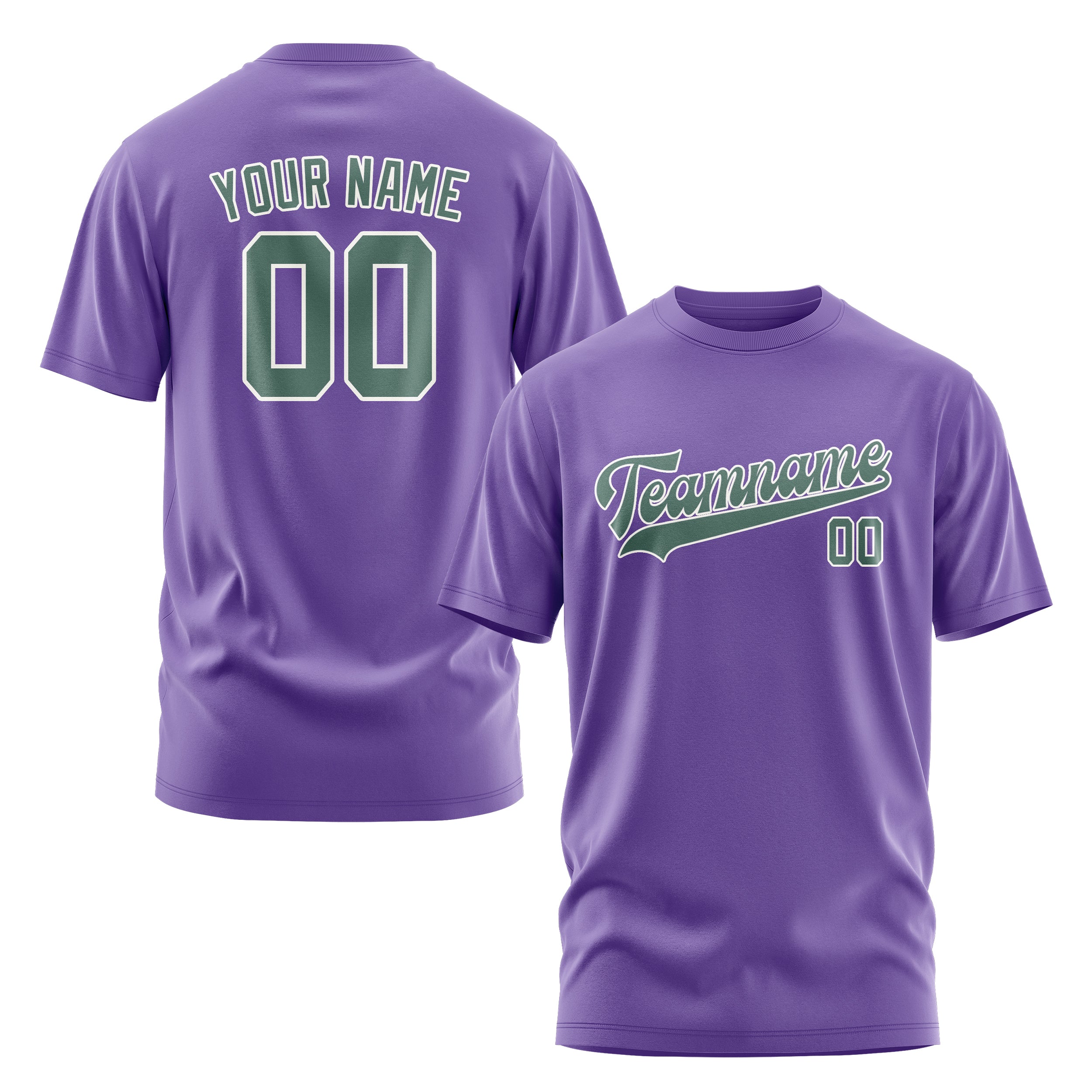 Maßgeschneidertes Lavendel Blaugrün T-Shirt