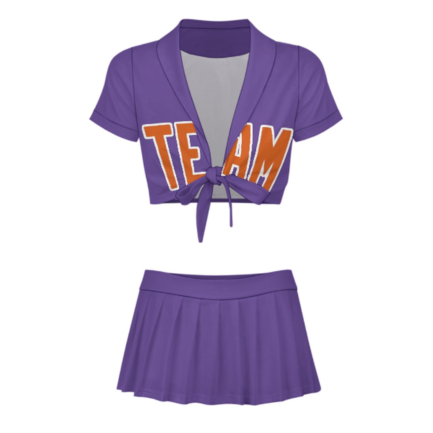 Maßgeschneidertes Lavendel Orange Cheerleader Outfit Set