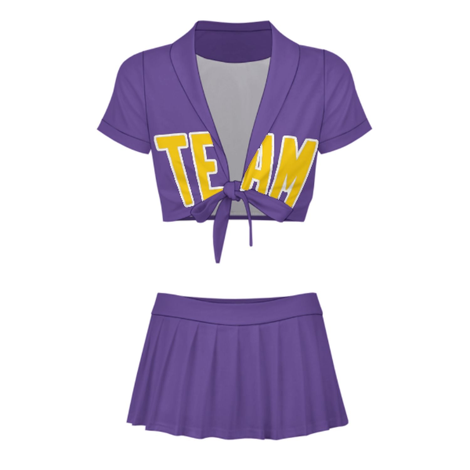 Maßgeschneidertes Lavendel Gold Cheerleader Outfit Set