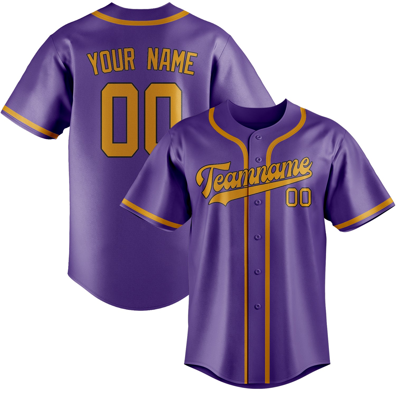 Benutzerdefiniertes Professionelles Lavendel Gelb Baseballtrikot