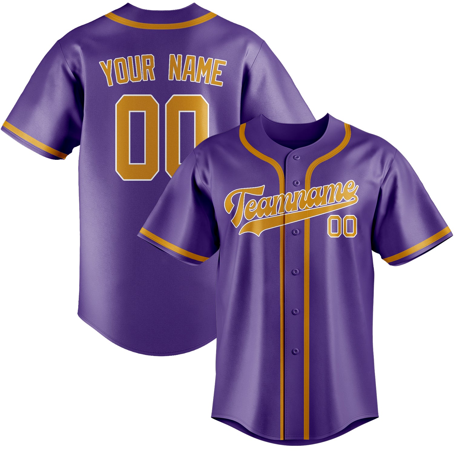 Benutzerdefiniertes Professionelles Lavendel Gelb Baseballtrikot