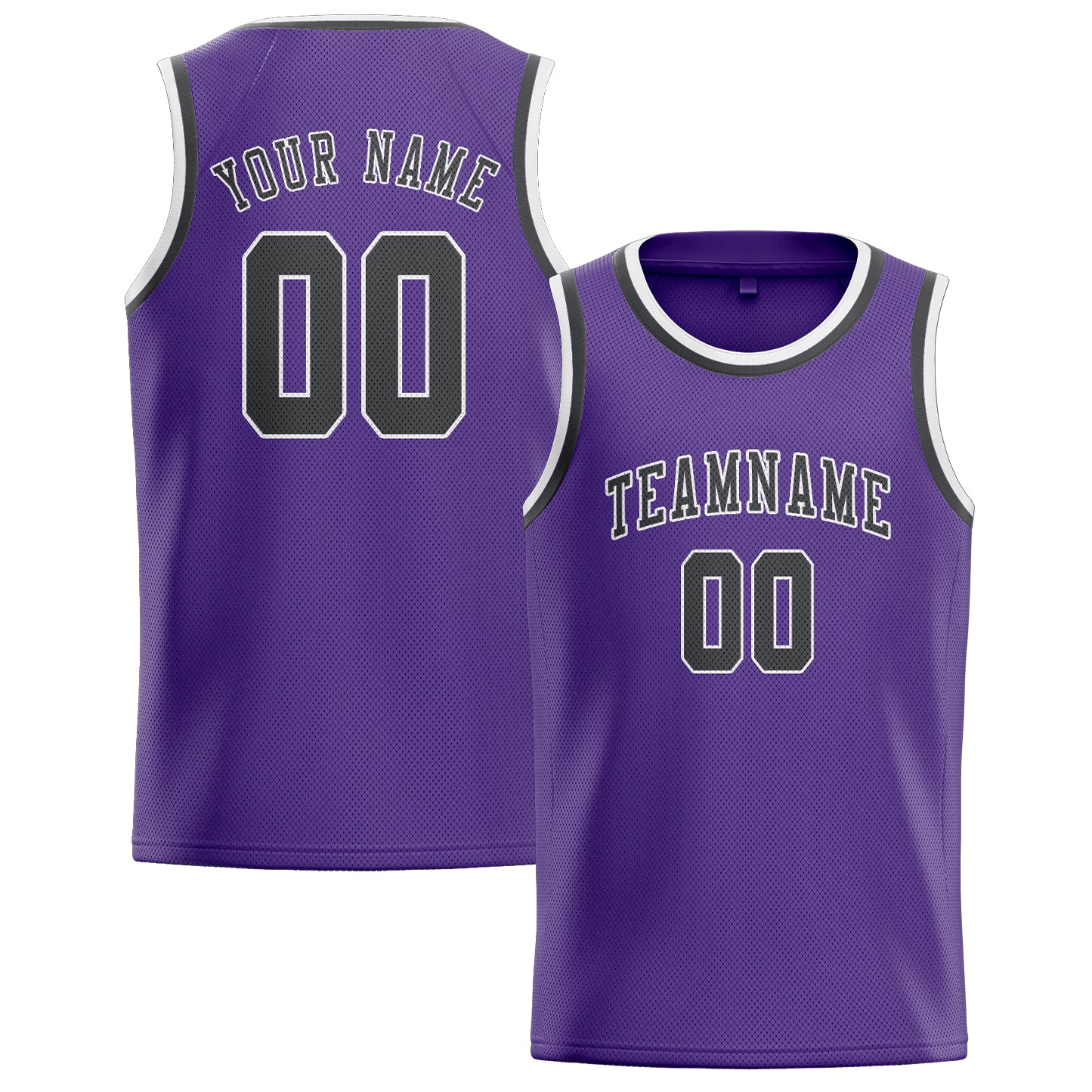 Benutzerdefiniertes Professionelles Lavendel Dunkelgrau Basketballtrikot