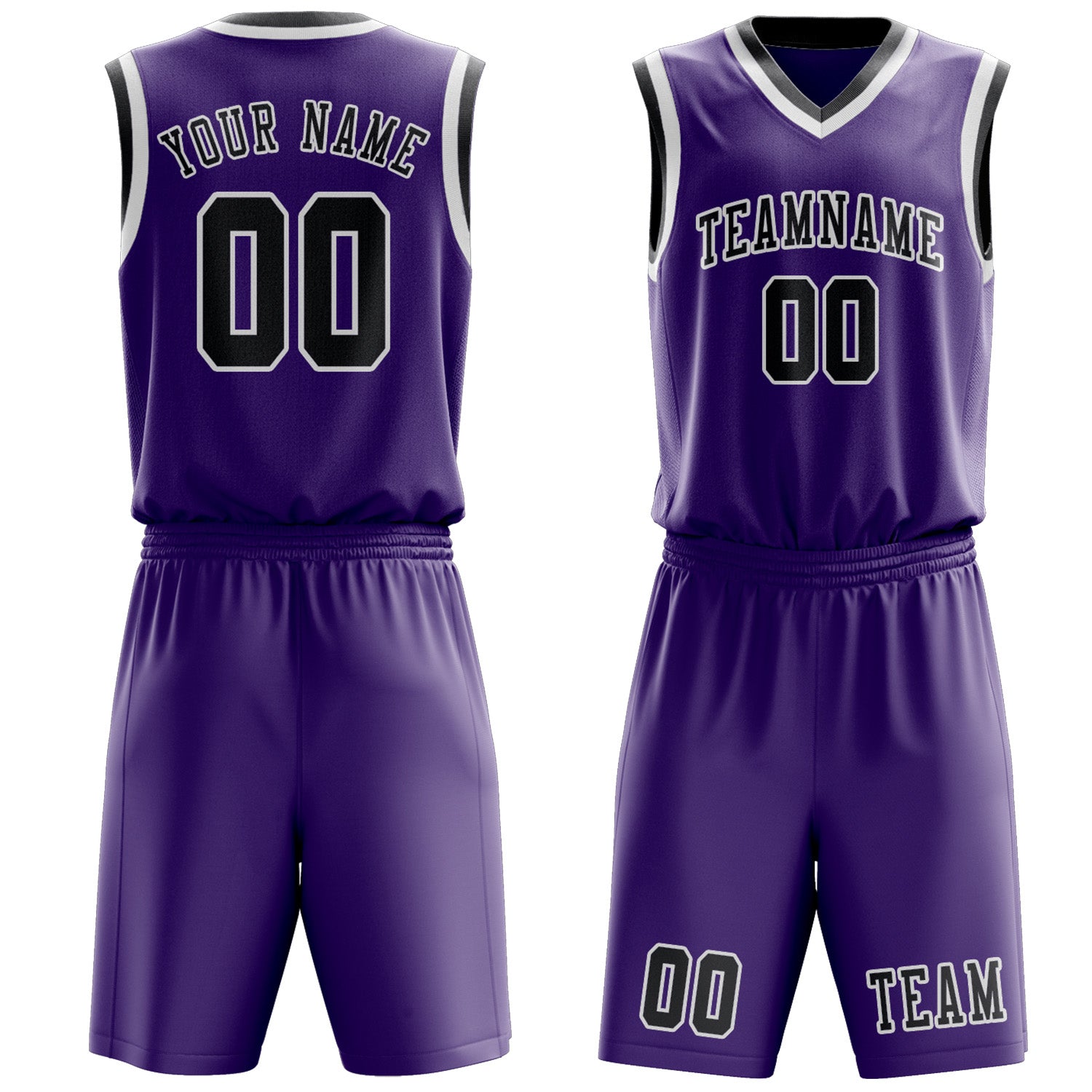 Benutzerdefiniertes Professionelles Lavendel Dunkelgrau Basketballtrikot-Set