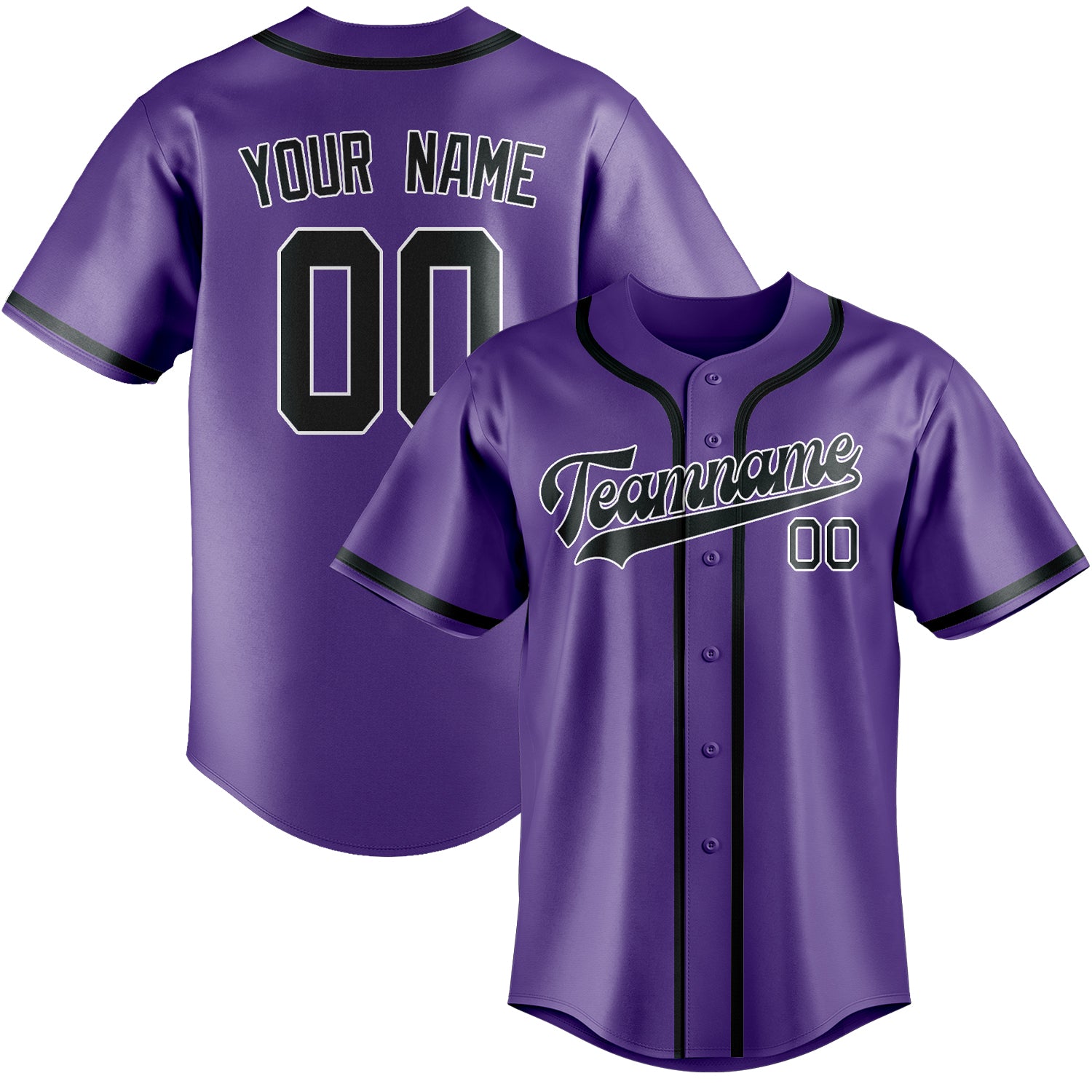Benutzerdefiniertes Professionelles Lavendel Dunkelgrau Baseballtrikot