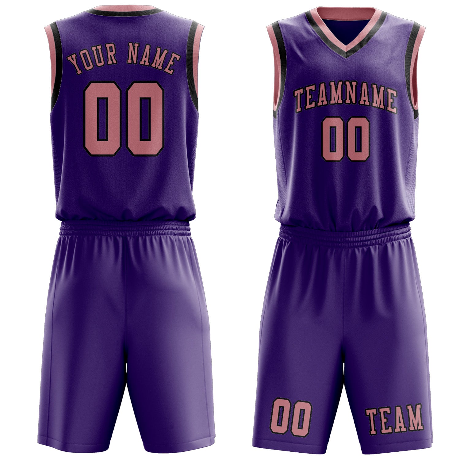 Benutzerdefiniertes Professionelles Lavendel Rosa Basketballtrikot-Set