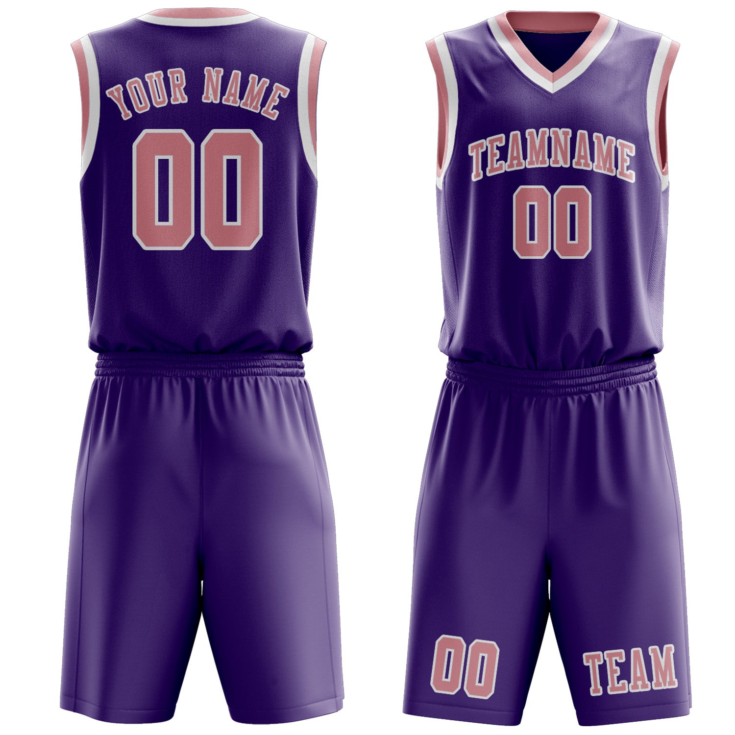 Benutzerdefiniertes Professionelles Lavendel Rosa Basketballtrikot-Set