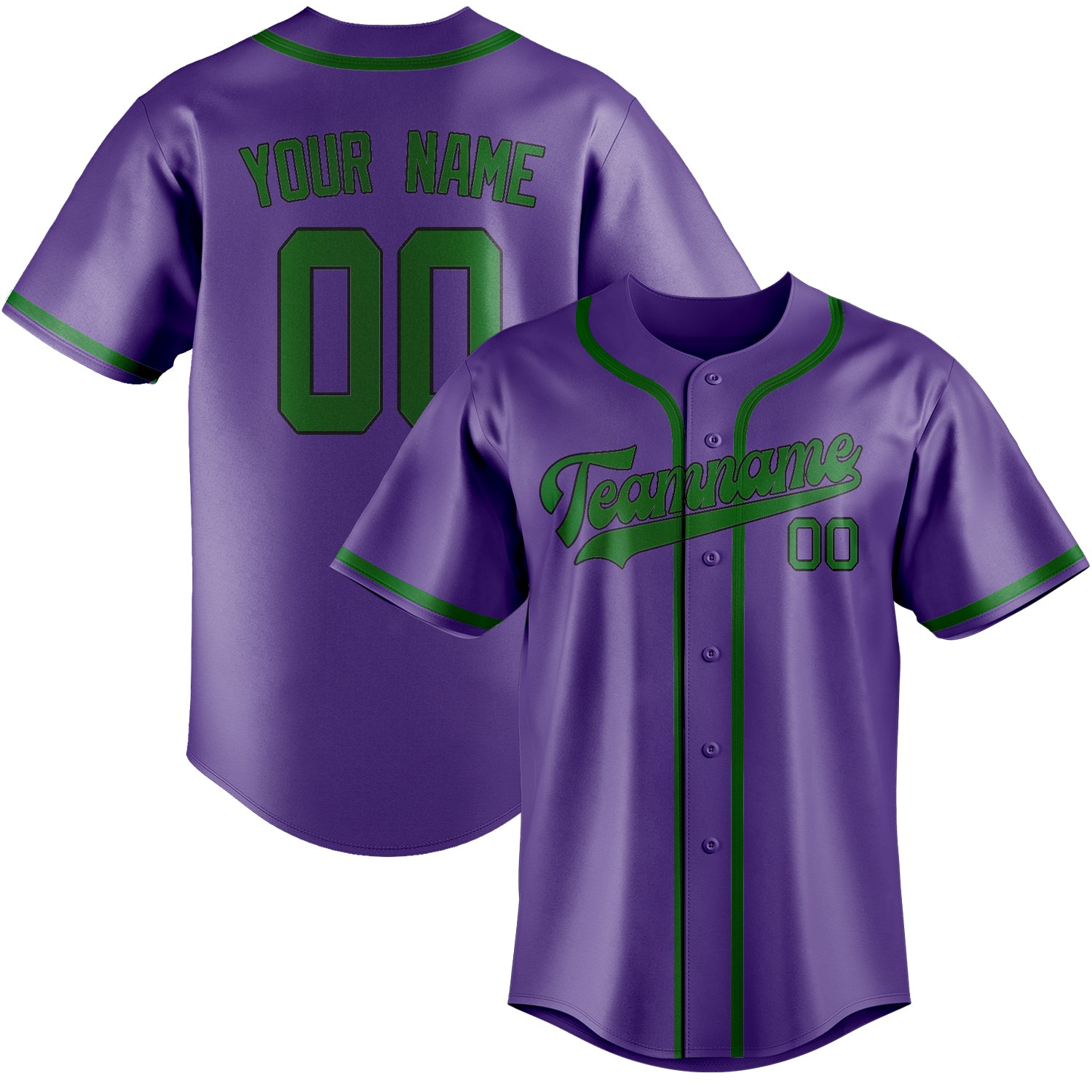 Benutzerdefiniertes Professionelles Lavendel Smaragdgrün Baseballtrikot