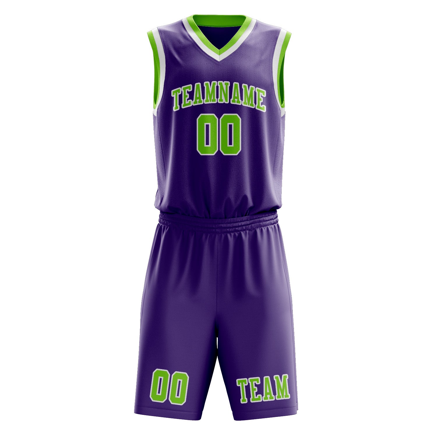Benutzerdefiniertes Professionelles Lavendel Smaragdgrün Basketballtrikot-Set