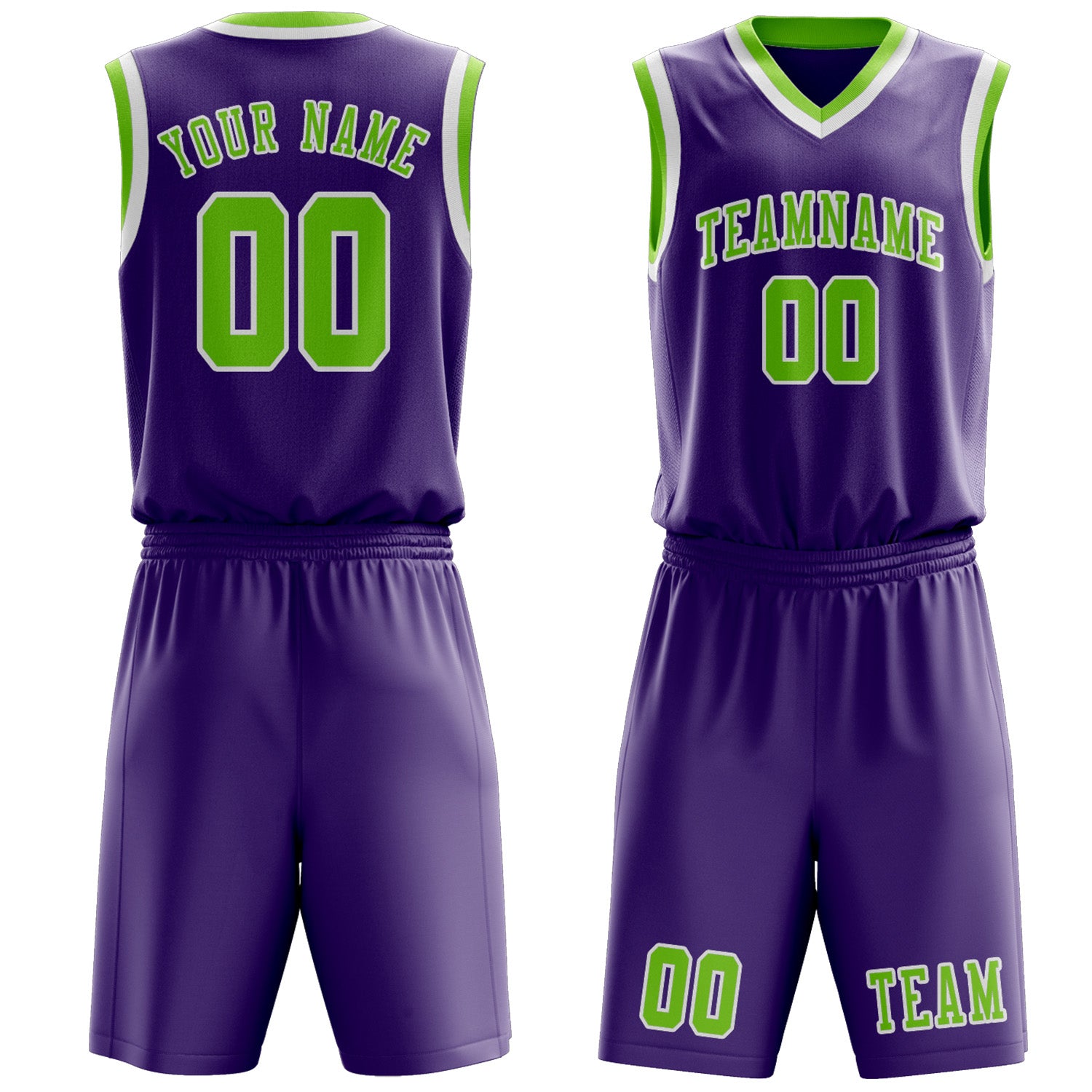 Benutzerdefiniertes Professionelles Lavendel Smaragdgrün Basketballtrikot-Set