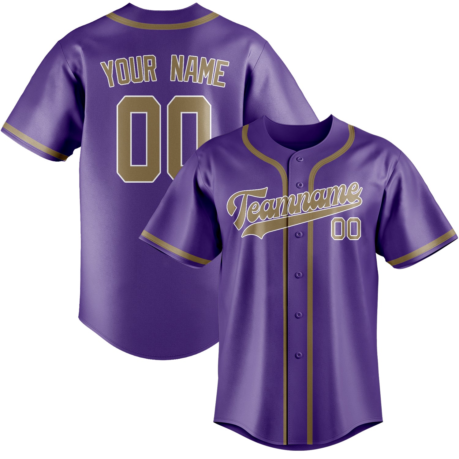 Benutzerdefiniertes Professionelles Lavendel Hellkhaki Baseballtrikot