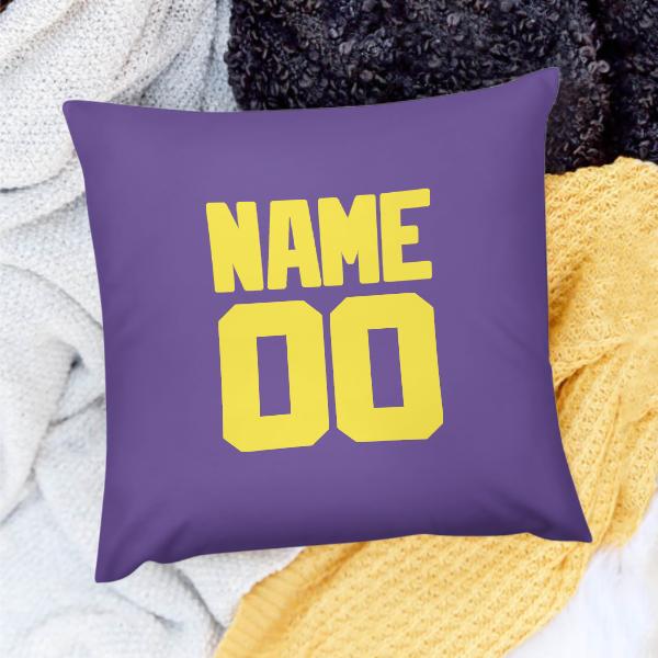 Fodera per cuscino personalizzata color lavanda e giallo pallido