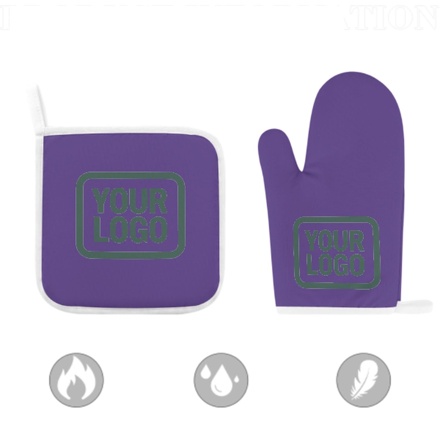 Maßgeschneidertes Lavendel  Blaugrün Topfhandschuh Set – 2-teilig