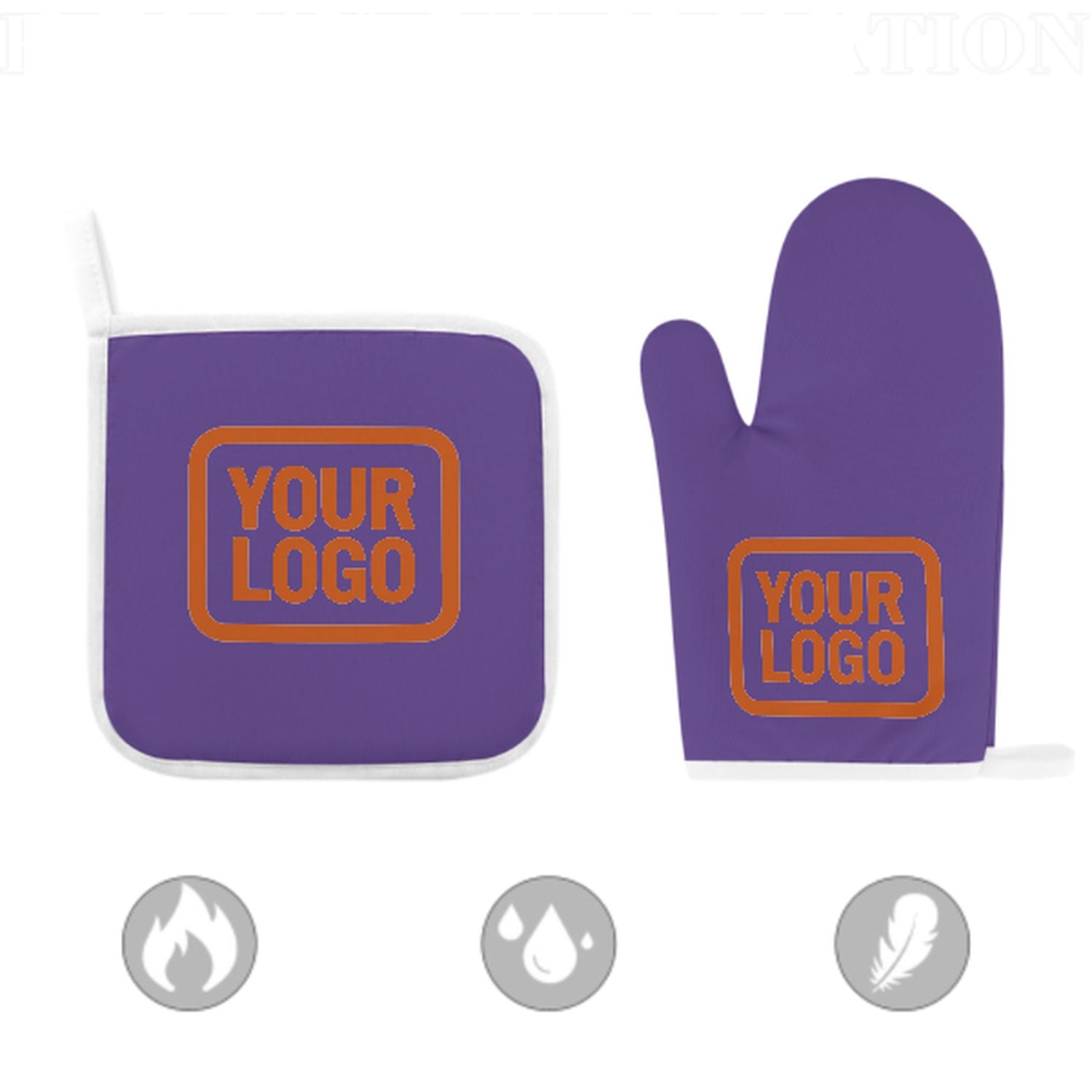 Maßgeschneidertes Lavendel  Orange Topfhandschuh Set – 2-teilig