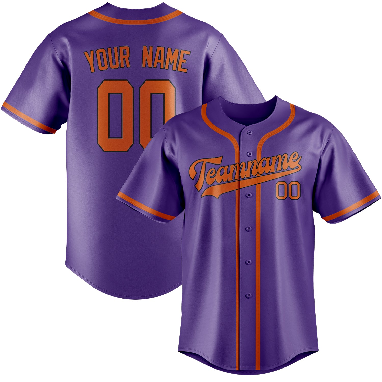 Benutzerdefiniertes Professionelles Lavendel Orange Baseballtrikot