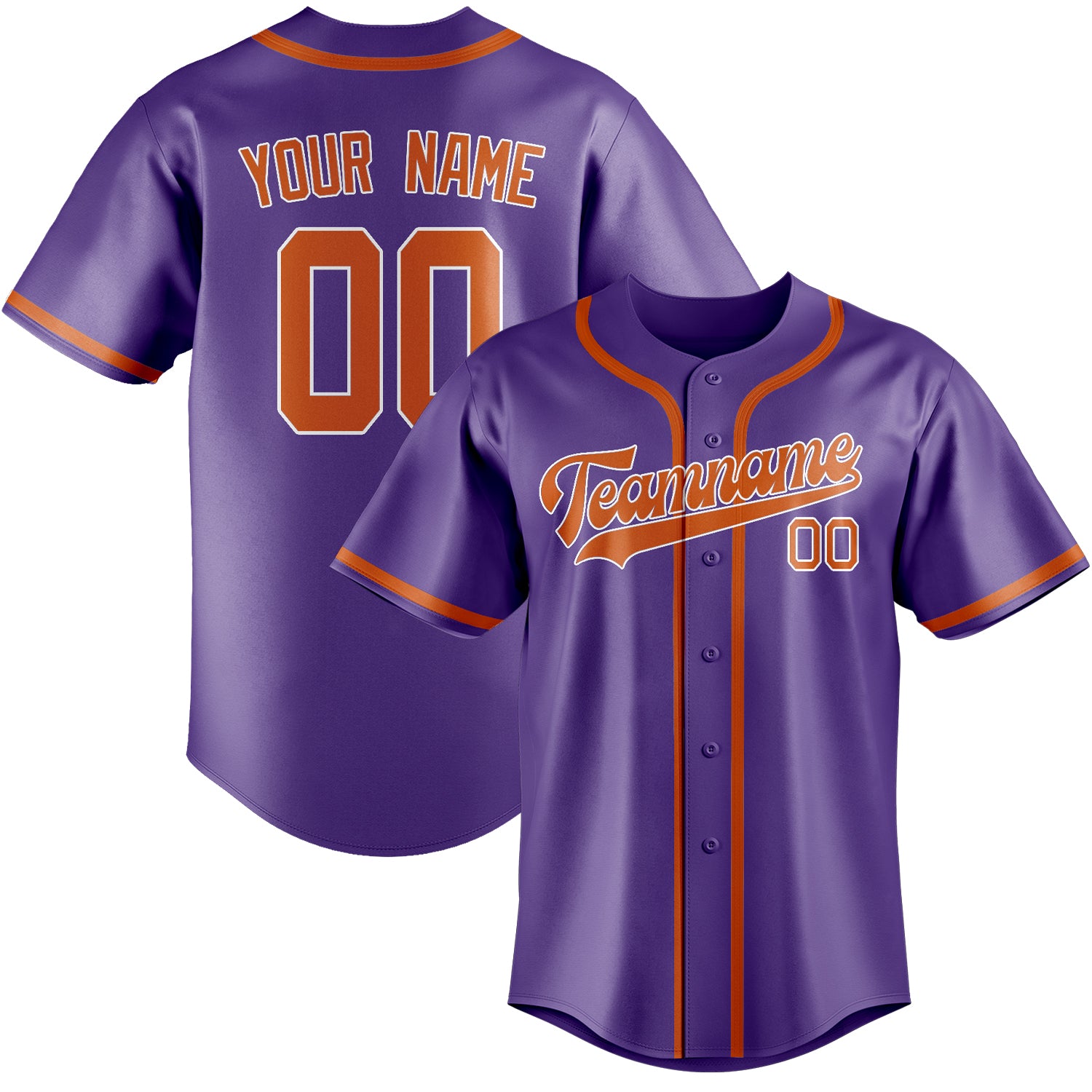 Benutzerdefiniertes Professionelles Lavendel Orange Baseballtrikot