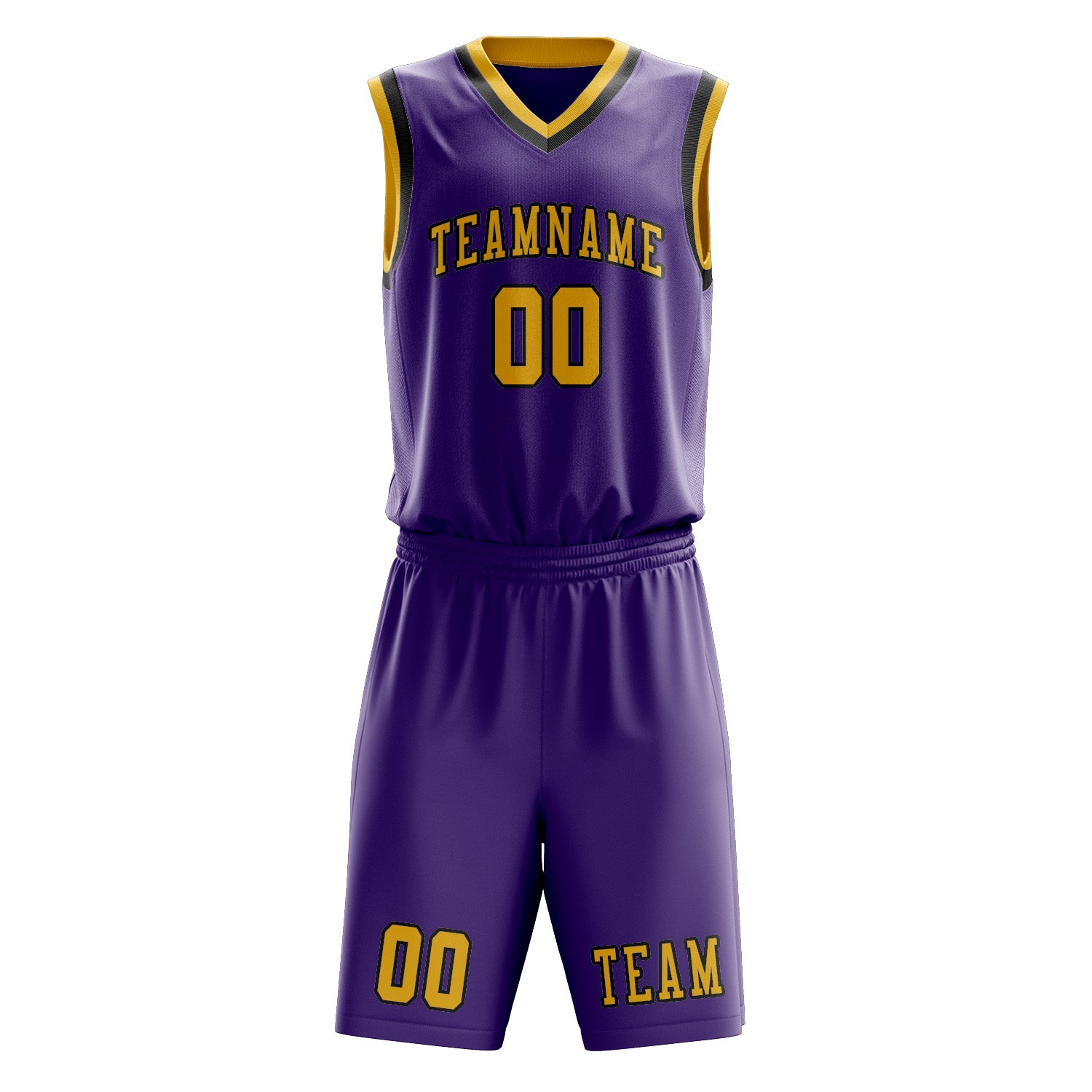 Benutzerdefiniertes Professionelles Lavendel Gold Basketballtrikot-Set