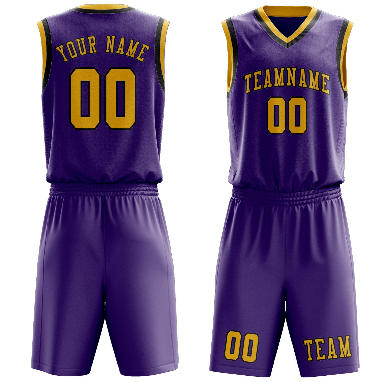 Benutzerdefiniertes Professionelles Lavendel Gold Basketballtrikot-Set