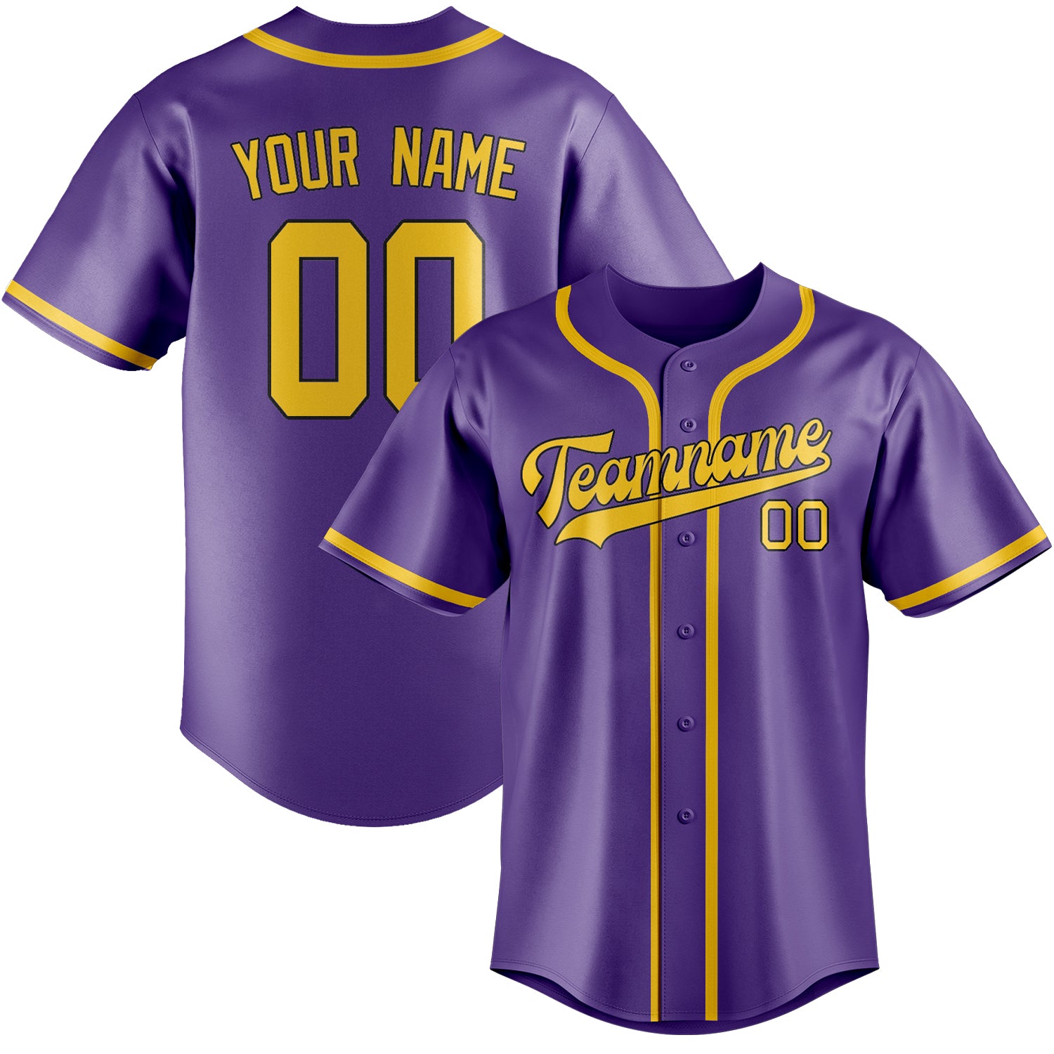 Benutzerdefiniertes Professionelles Lavendel Gold Baseballtrikot