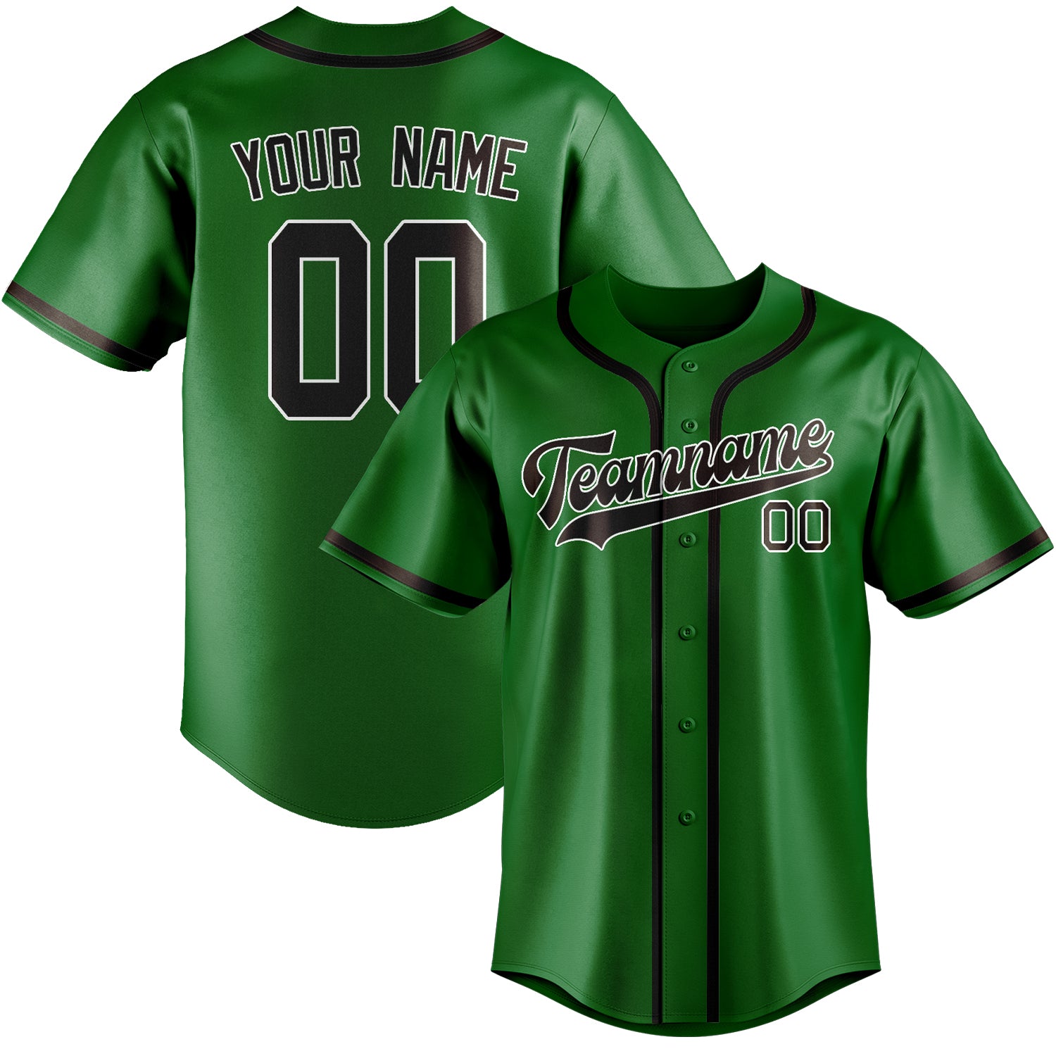 Benutzerdefiniertes Professionelles Smaragdgrün Braun Baseballtrikot