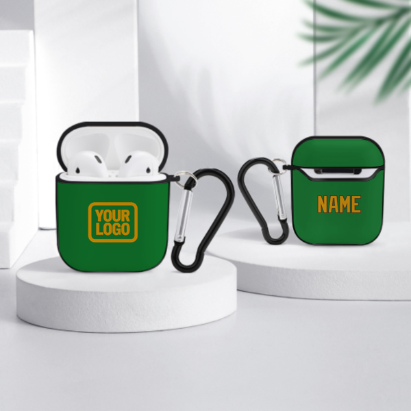Maßgeschneidertes Smaragdgrün Gelb AirPods-Hülle