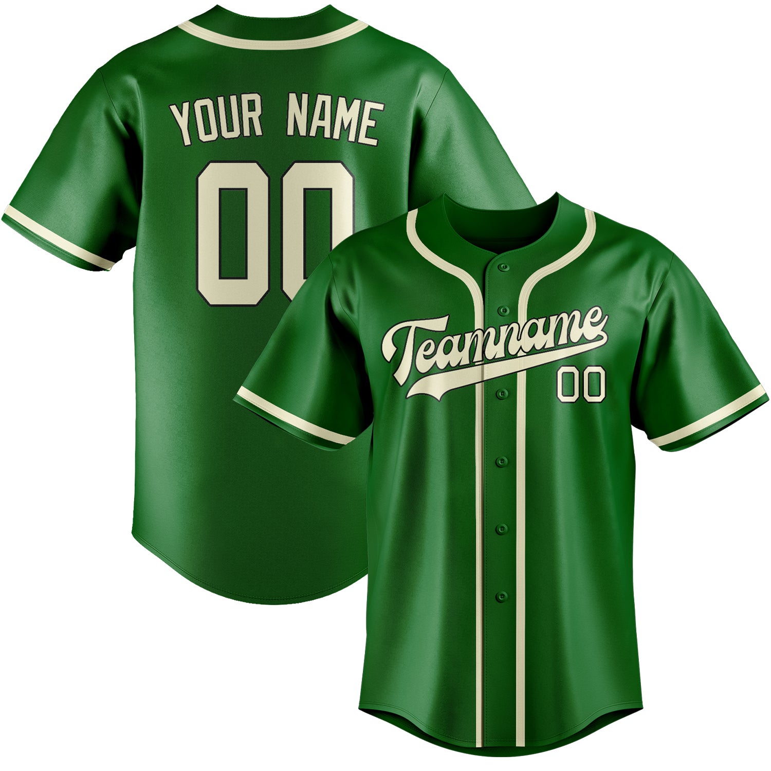 Benutzerdefiniertes Professionelles Smaragdgrün Beige Baseballtrikot