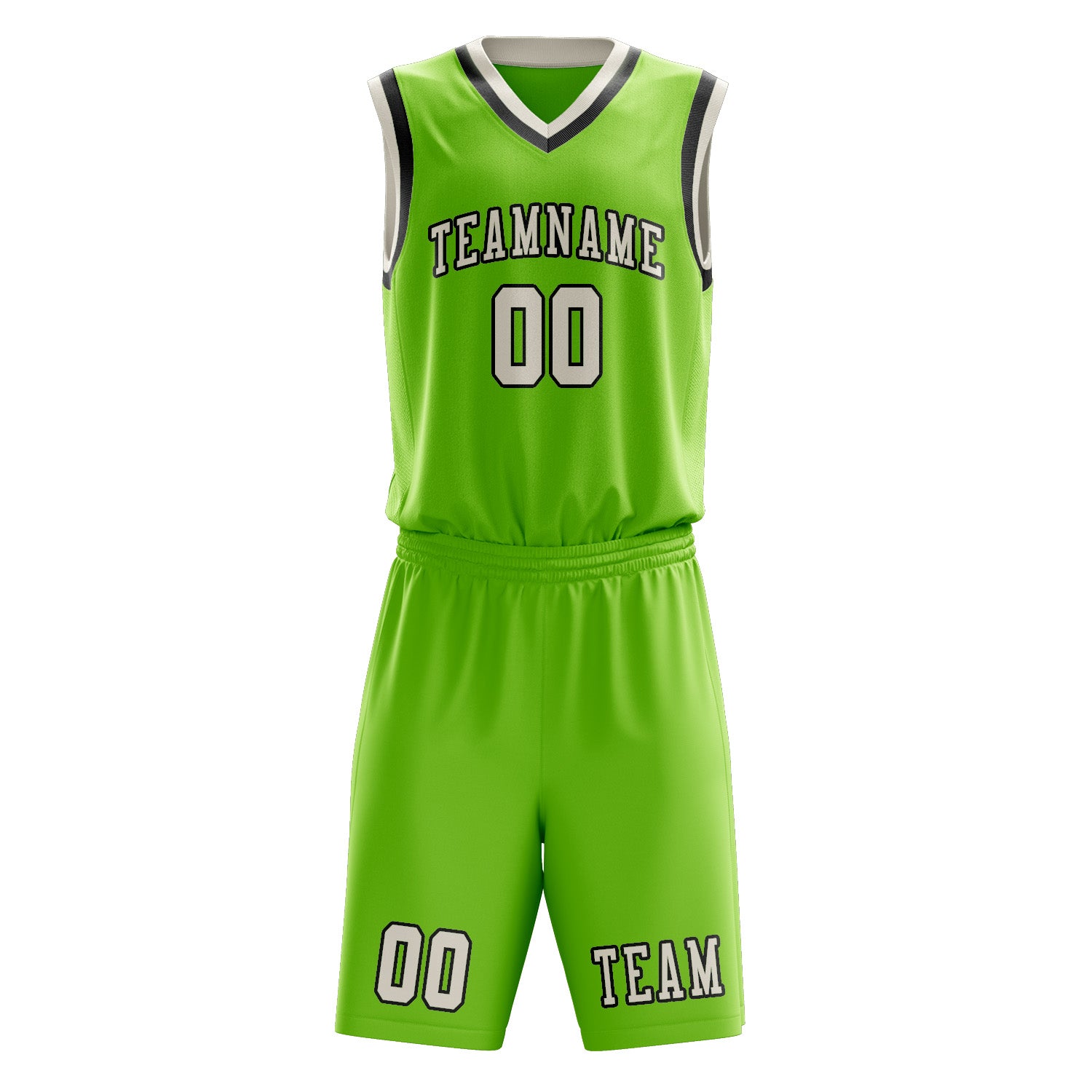 Benutzerdefiniertes Professionelles Smaragdgrün Beige Basketballtrikot-Set